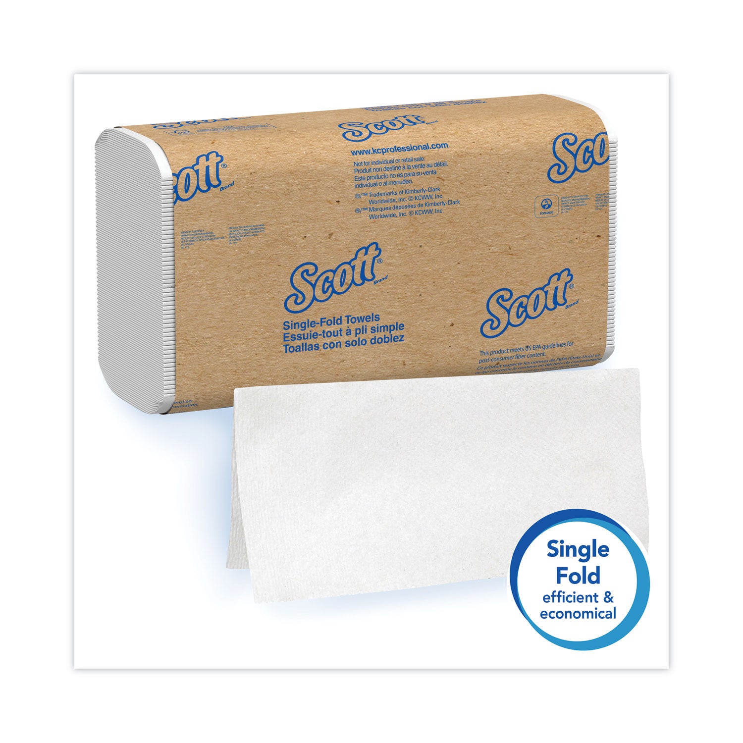 Single Fold - 9.30" Width x 10.50" Length - White - 250/Pack - 16 / Carton