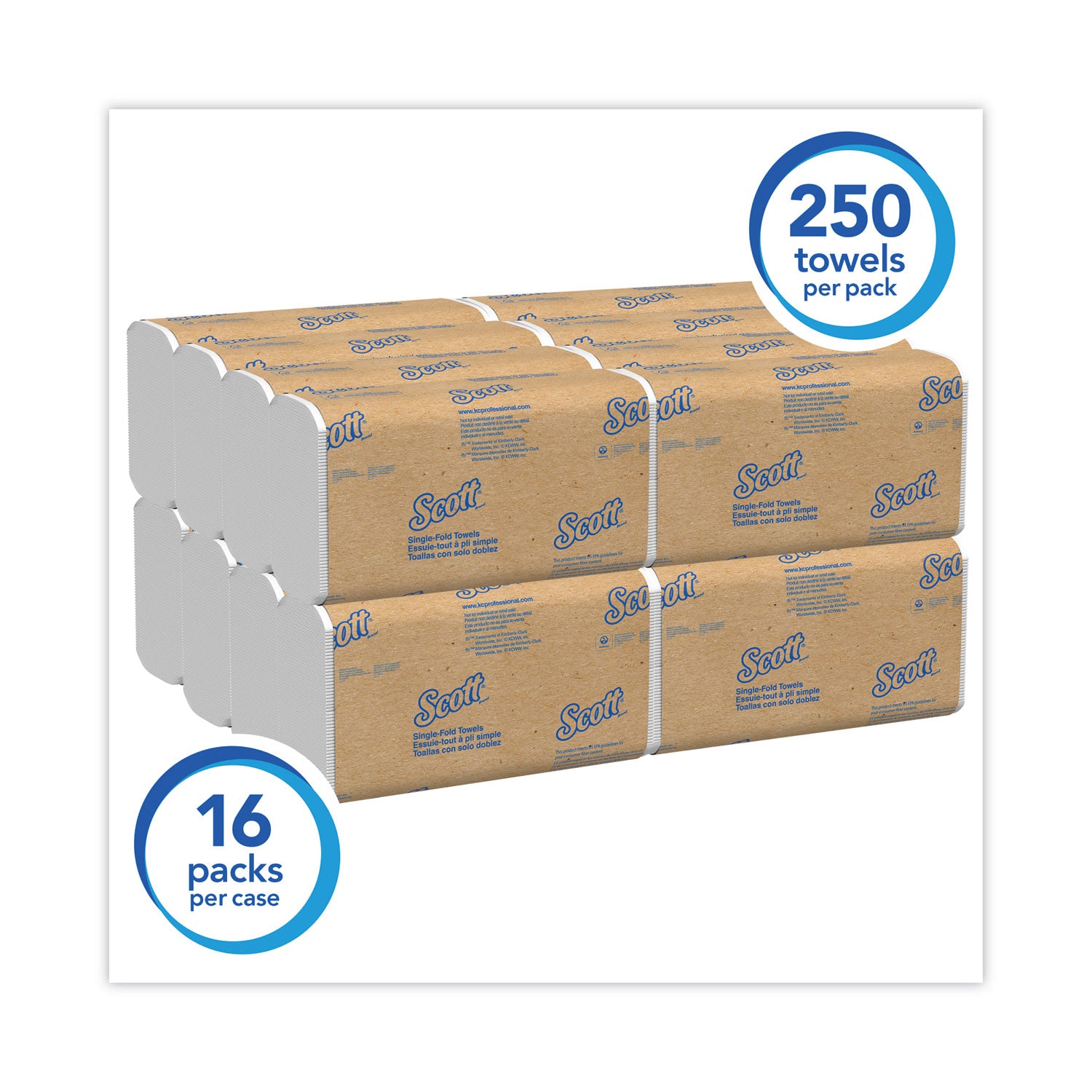Single Fold - 9.30" Width x 10.50" Length - White - 250/Pack - 16 / Carton