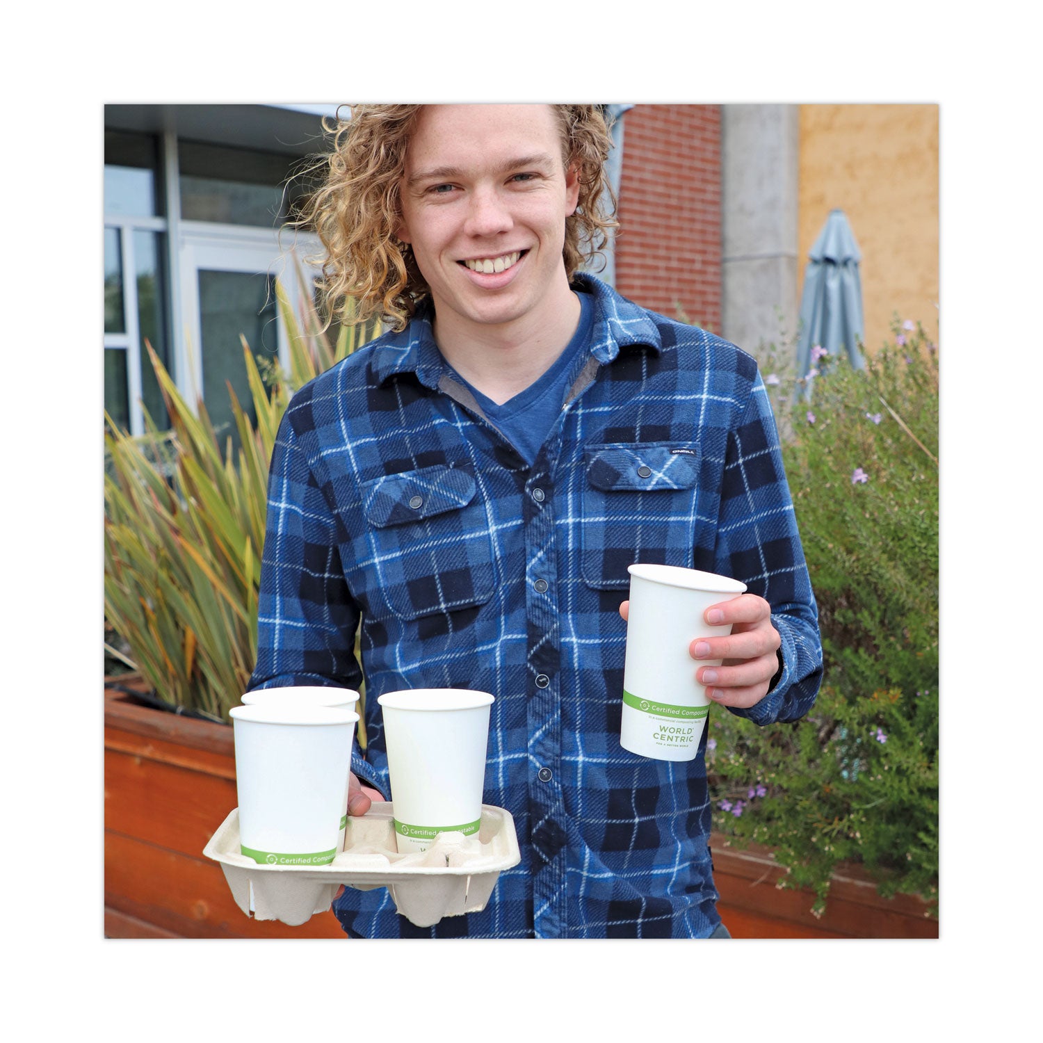 Fiber Cup Carriers, 8 oz to 22 oz, Four Cups, Natural, 600/Carton