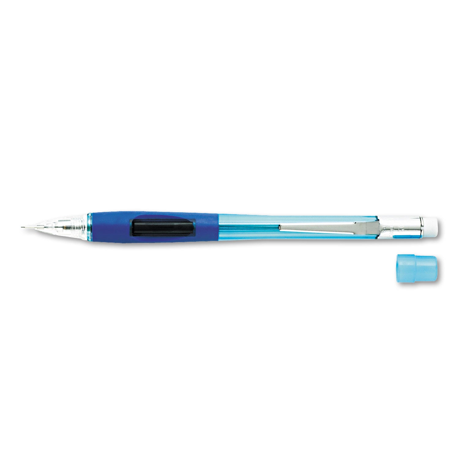 Pentel Quicker Clicker Mechanical Pencil - 0.5 mm Lead - HB - Refillable - Transparent Blue Barrel - 1 Each