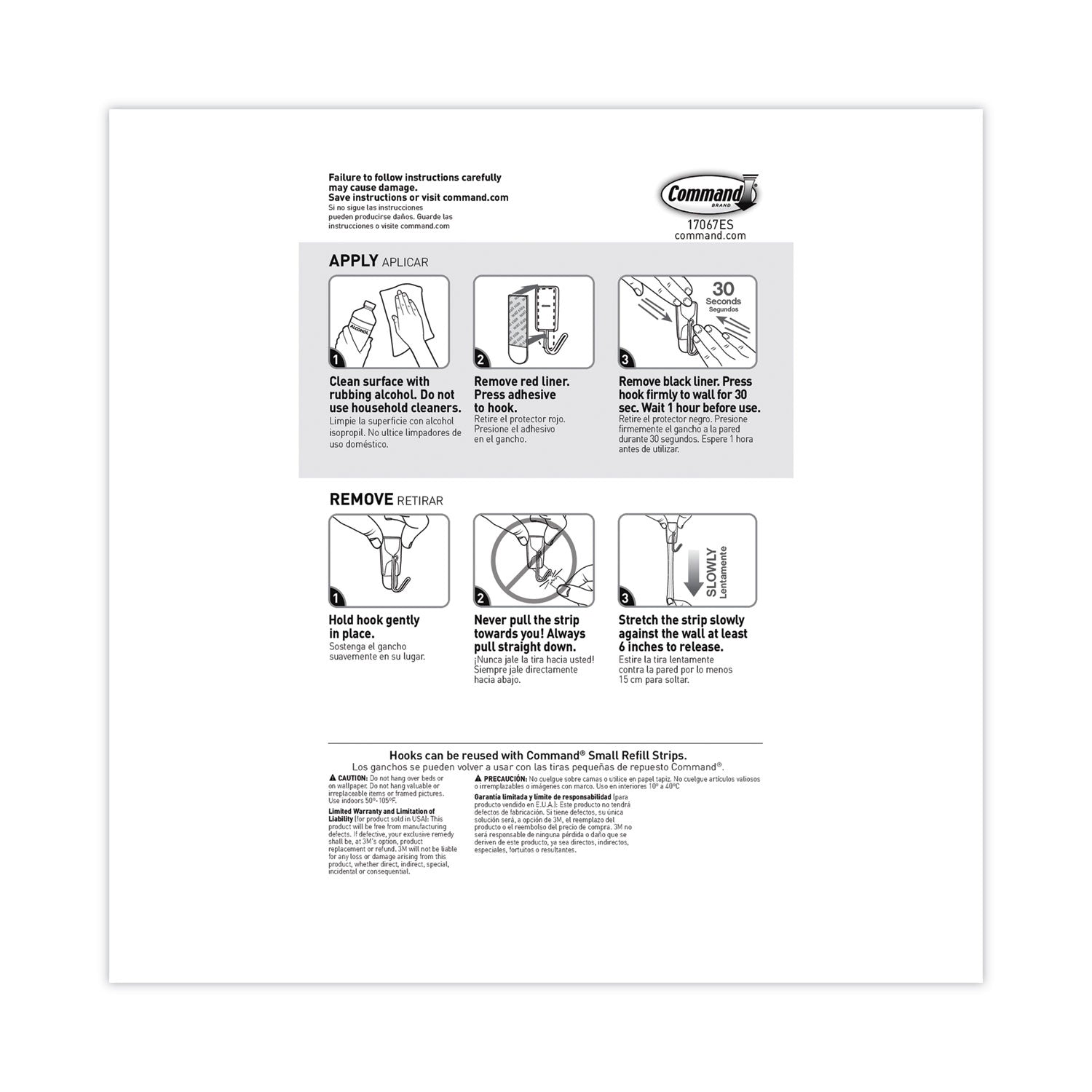 Small Wire Hooks, Small, Plastic/Metal, White, 0.5 lb Capacity, 22 Hooks and 24 Strips/Pack
