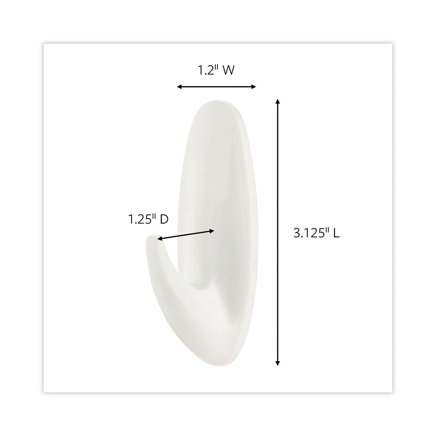 Designer Hooks, Medium, Plastic, White, 3 lb Capacity, 13 Hooks and 16 Strips/Pack