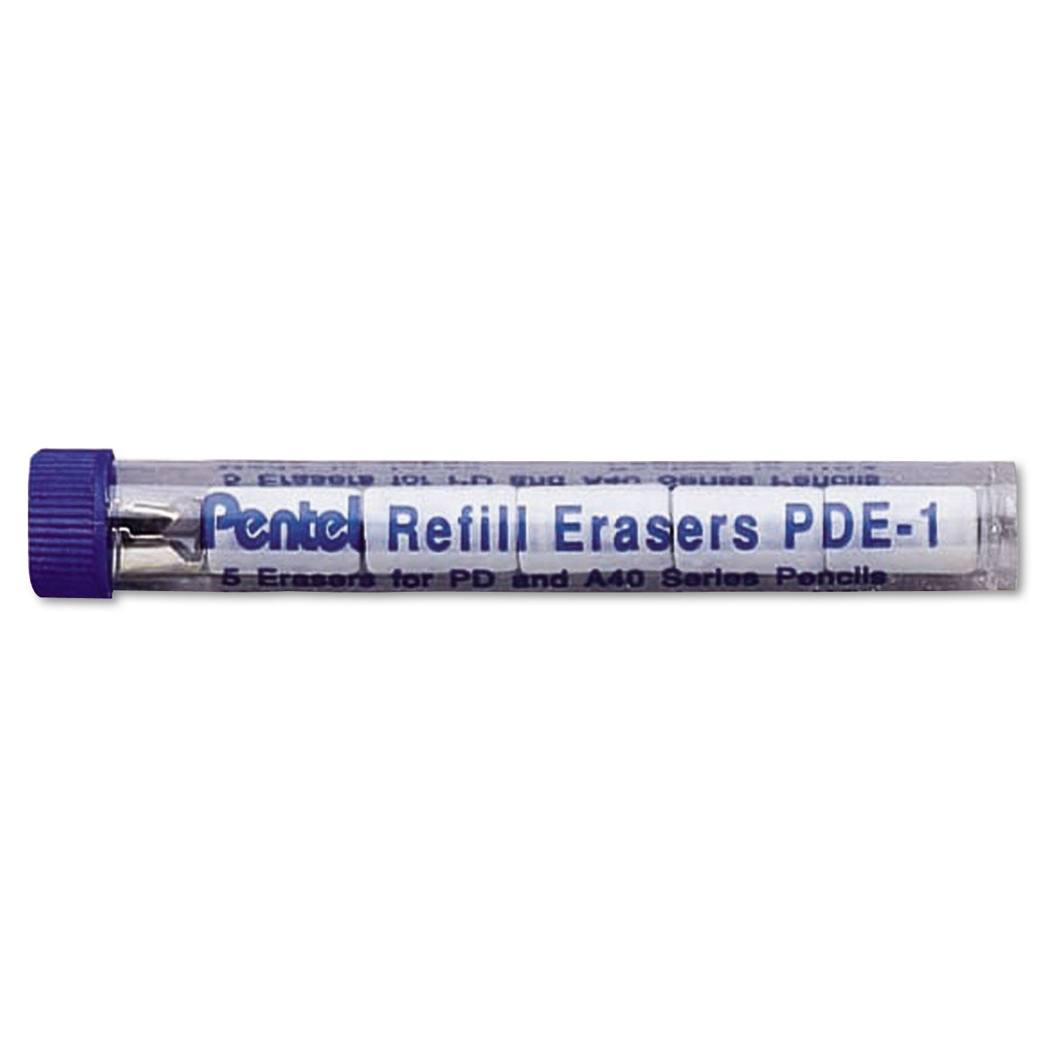 Refill Pentel Eraser for Fiesta (AL), .E-Sharp (AZ) and TechniClick (PD) Mechanical Pencils, 5 Piece per tube, PDE-1, Box of 12