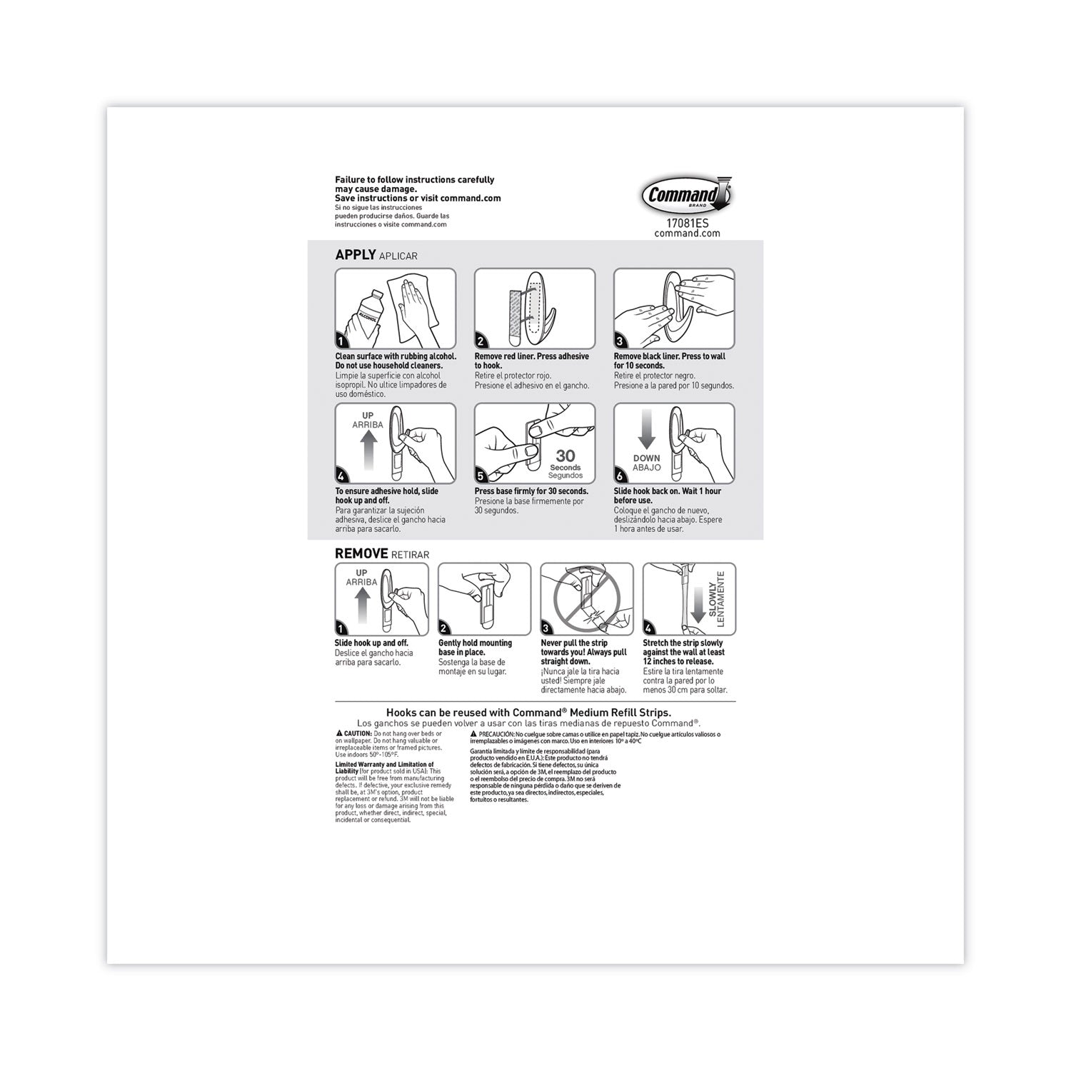 Designer Hooks, Medium, Plastic, White, 3 lb Capacity, 13 Hooks and 16 Strips/Pack