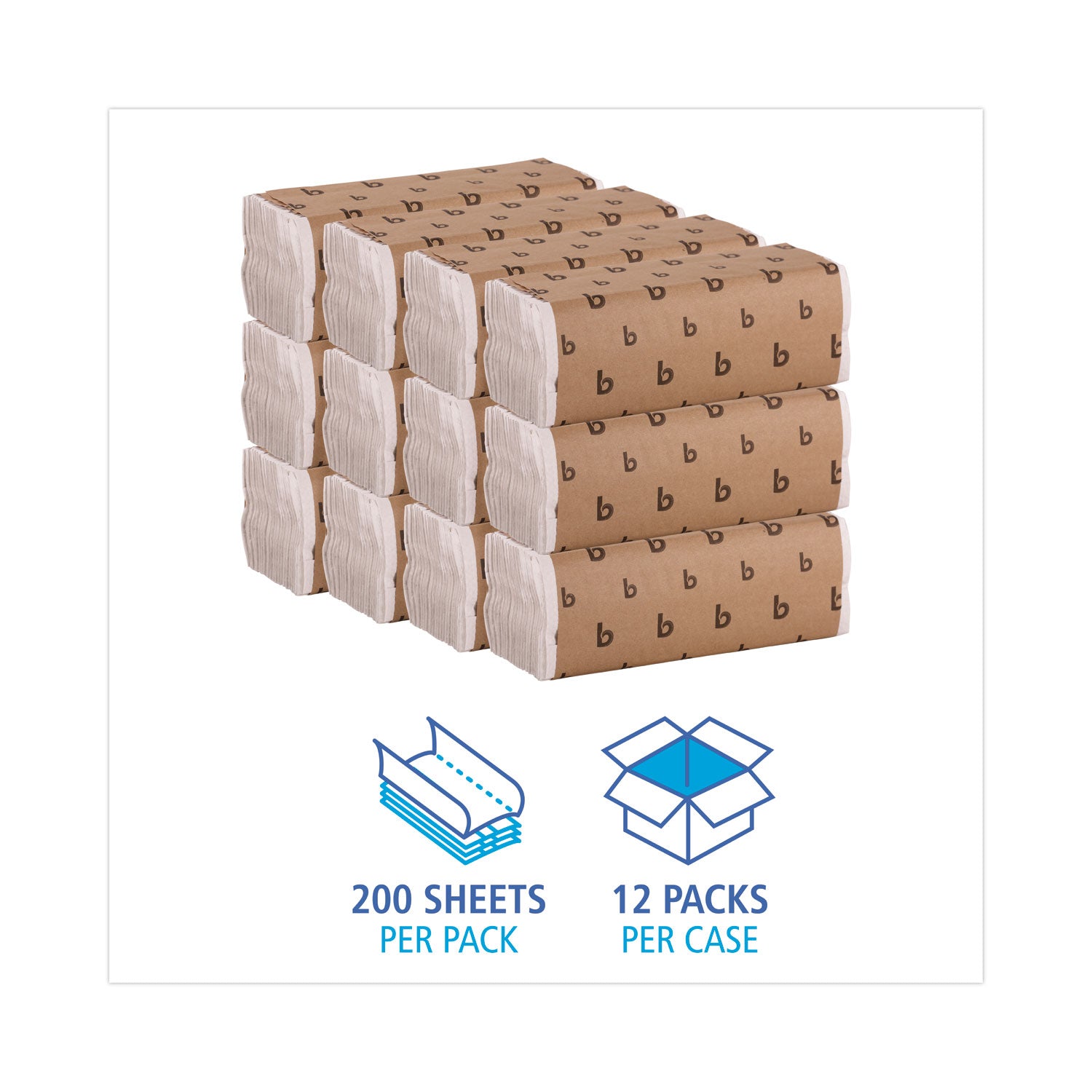 C-Fold Paper Towels, 1-Ply, 11.44 x 10, Bleached White, 198 Sheets/Pack, 12 Packs/Carton