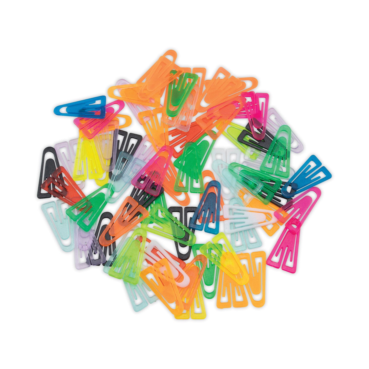 Gem Office Products Triangular Paper Clips - Medium - for Paper, File - Non-magnetic - Assorted - Plastic - 1 Box