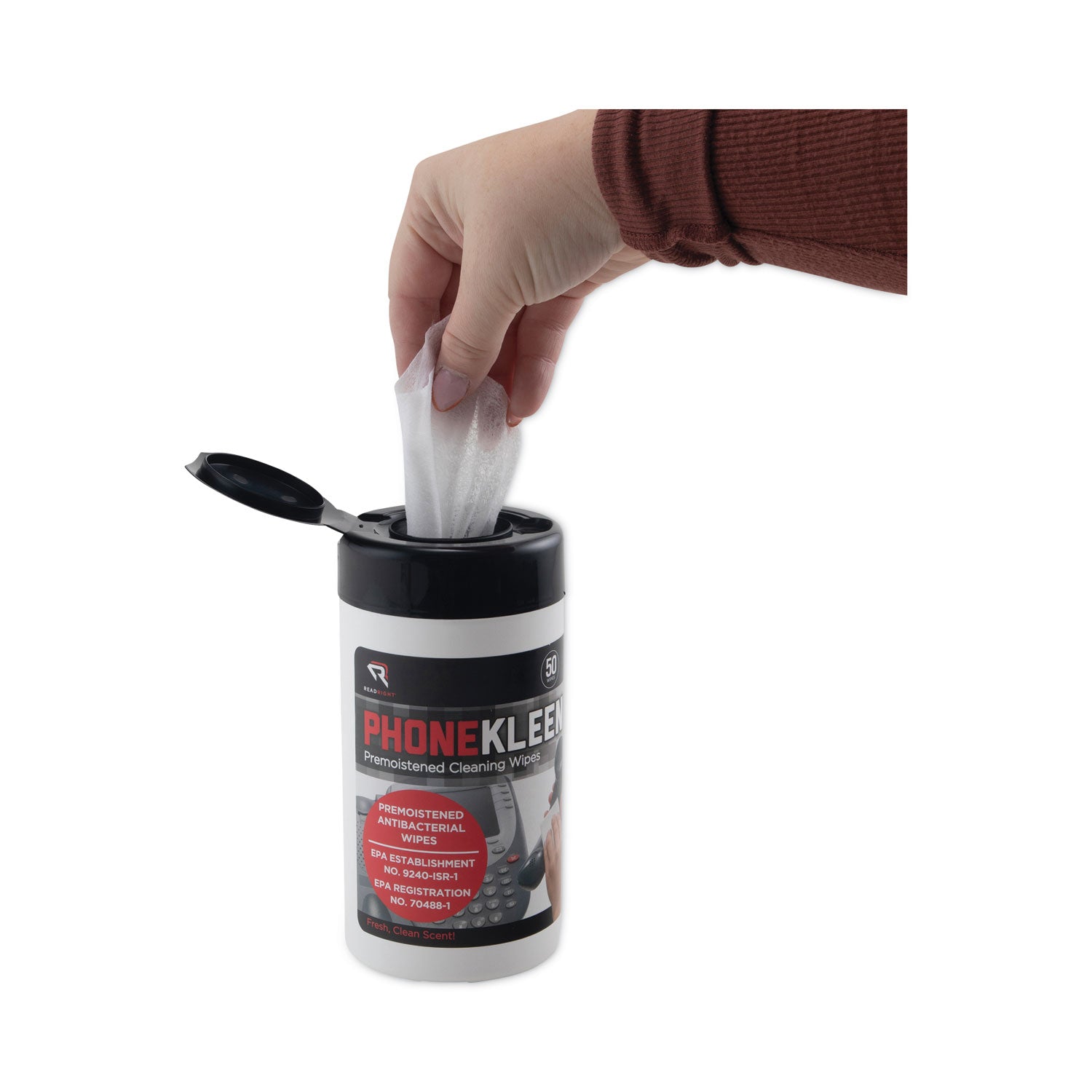 Read Right PhoneKleen Wipes - For Telephone - Pre-moistened - 50/Tub - 1 Each
