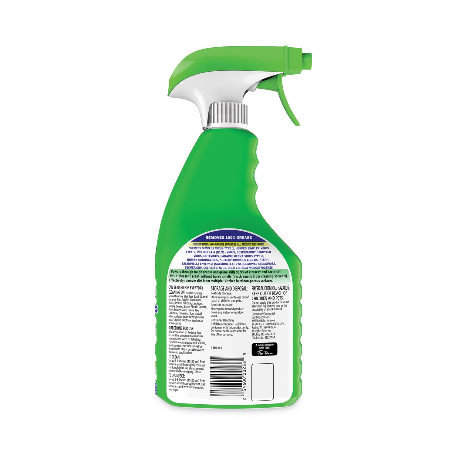 fantastik&reg; Disinfectant Cleaner - For Multi Surface, Multipurpose - Spray - 32 fl oz (1 quart) - Fresh Scent - Disinfectant, Deodorize, Pleasant Scent - Green - 1 Each