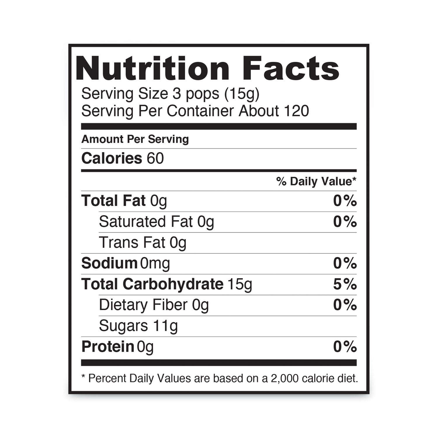 Watermelon, Strawberry, Cherry, Grape, Blue Raspberry, Root Beer, Sour Apple, Cream Soda, Butterscotch, Cotton Candy, Bubble Gum, ... - Individually Wrapped - 4.95 lb - 360 Pieces/Bag - 1 / Carton