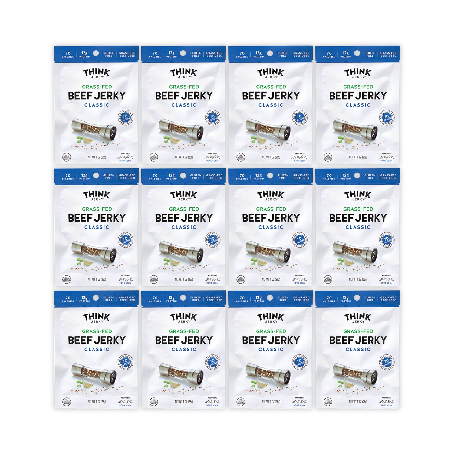 Individually Wrapped, Gluten-free, Dairy-free, Egg-free, Tree-nut Free, Wheat-free, Soy-free - Beef, Classic - 1 oz - 12/Bag - 1 Carton