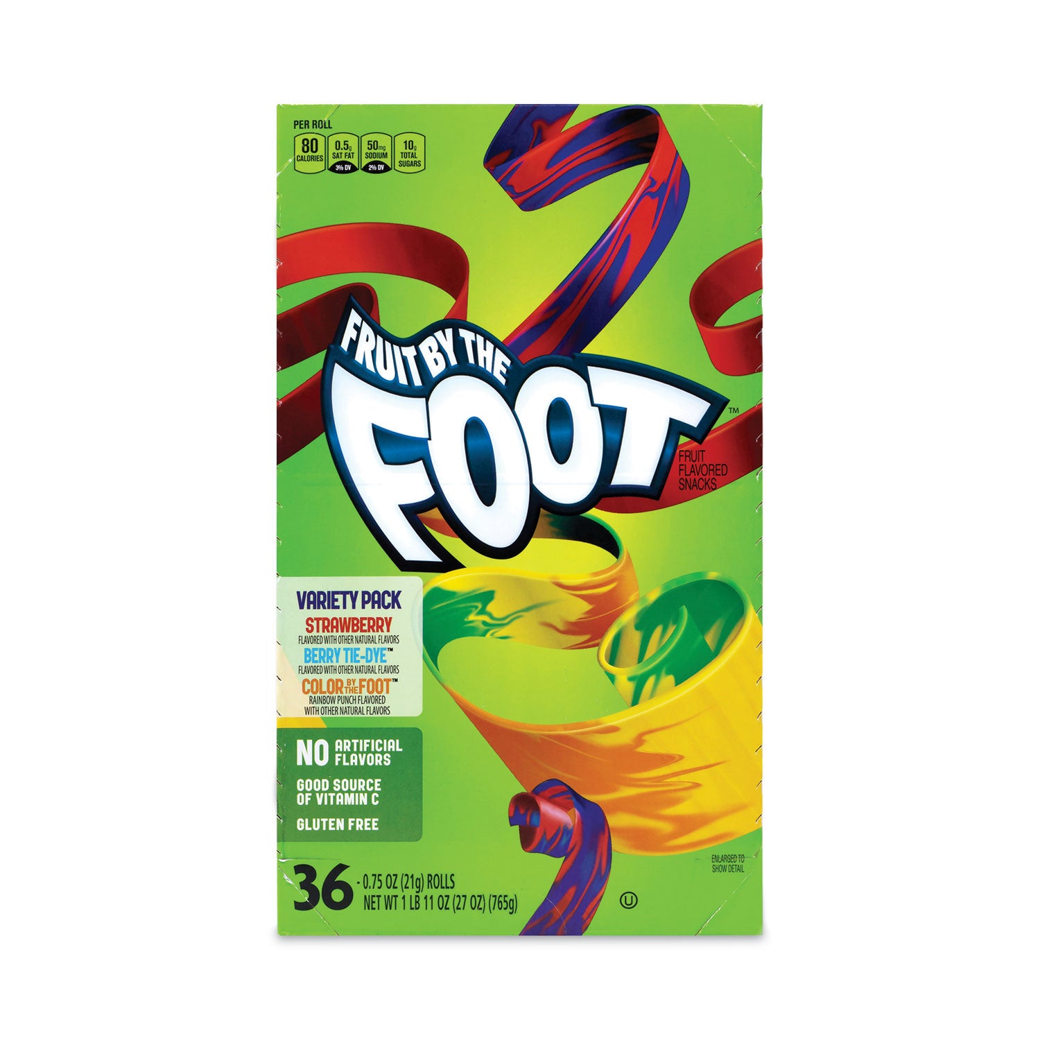 Green Rabbit Candy - Berry Tie-Dye, Color by the Foot, Strawberry - Gluten-free, Individually Wrapped - 0.75 oz - 36 / Carton