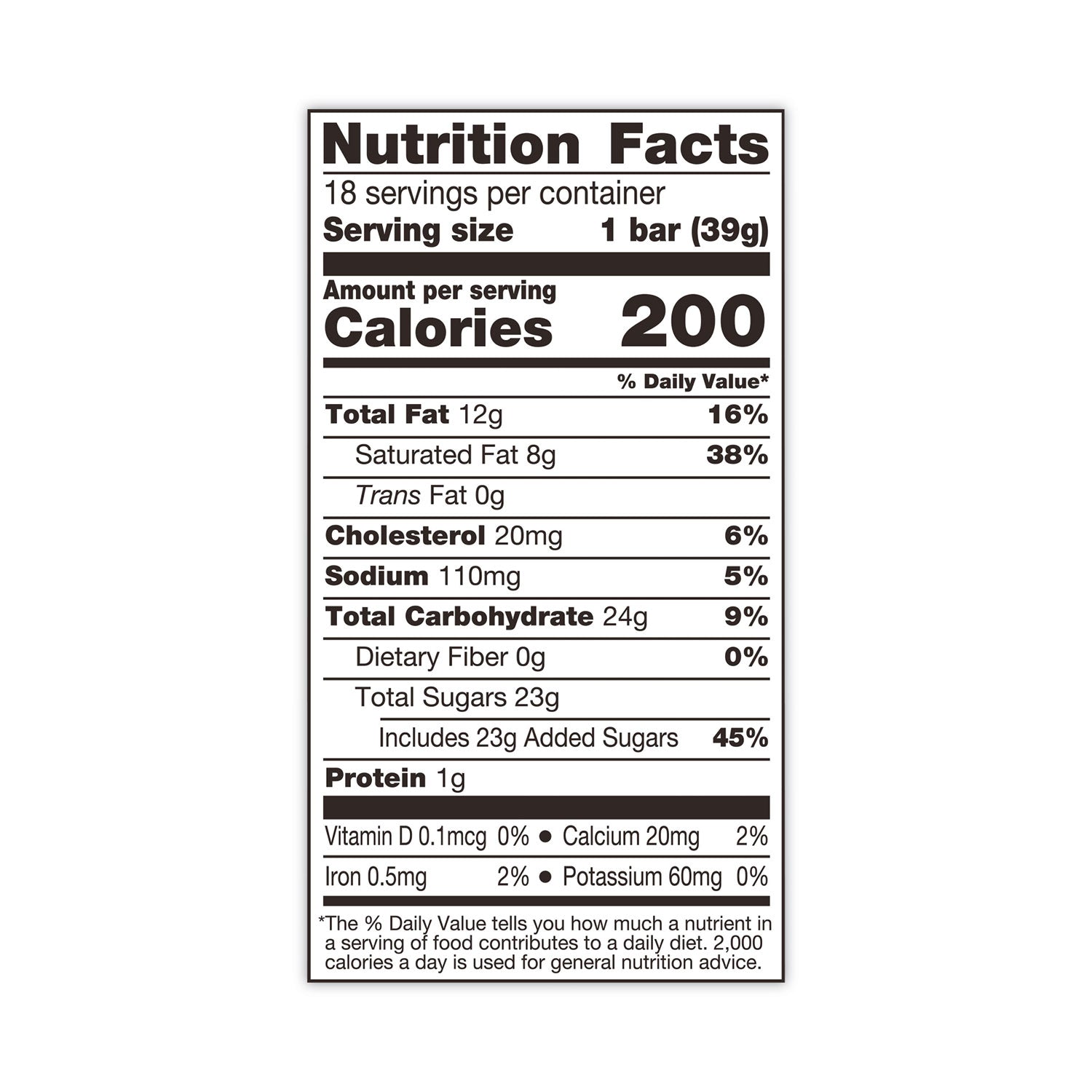 Candy Bar, 1.4 oz Bar, 18/Carton
