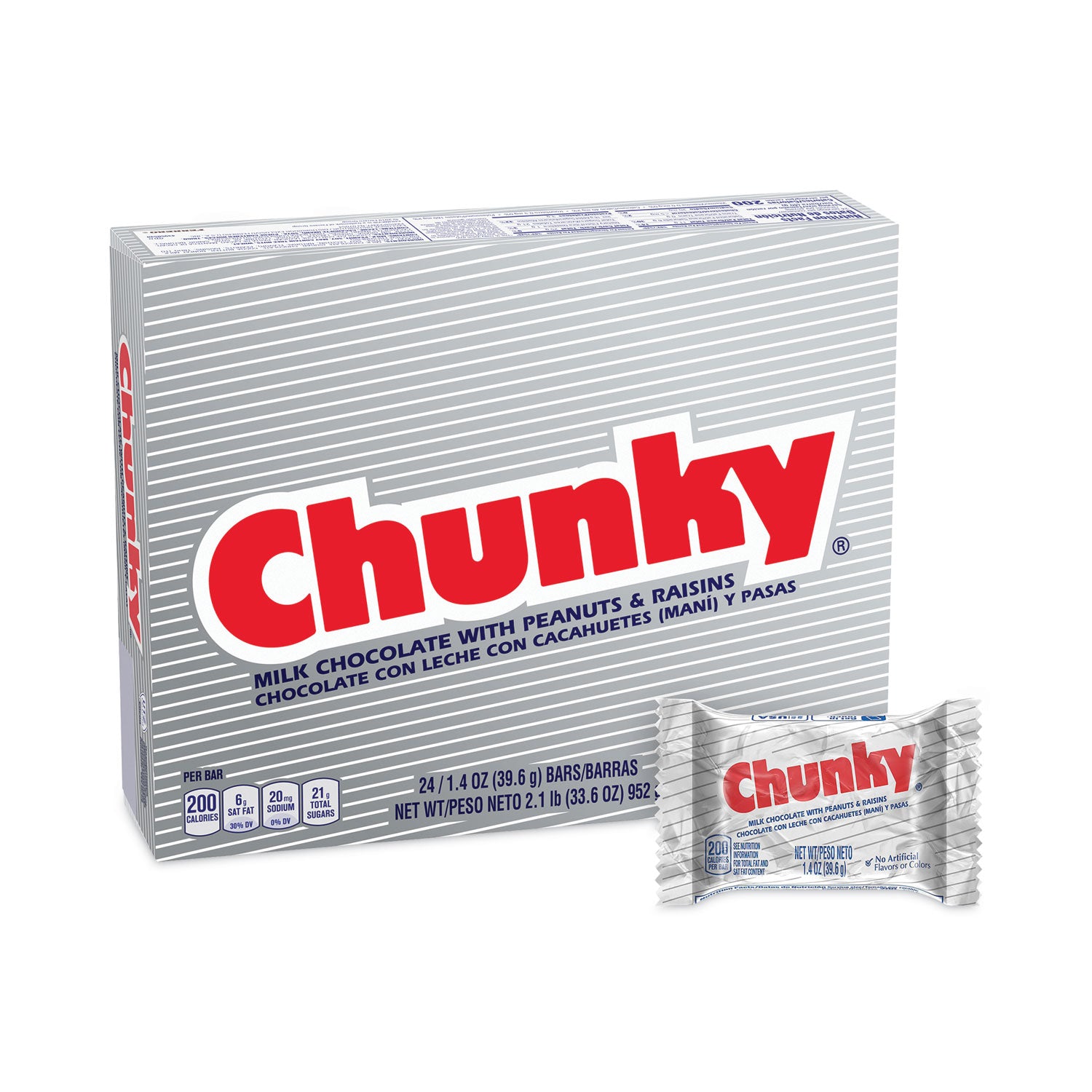 Milk Chocolate, Peanut, Raisin - Individually Wrapped - 1.40 oz - 24 /Pack - 1 / Carton