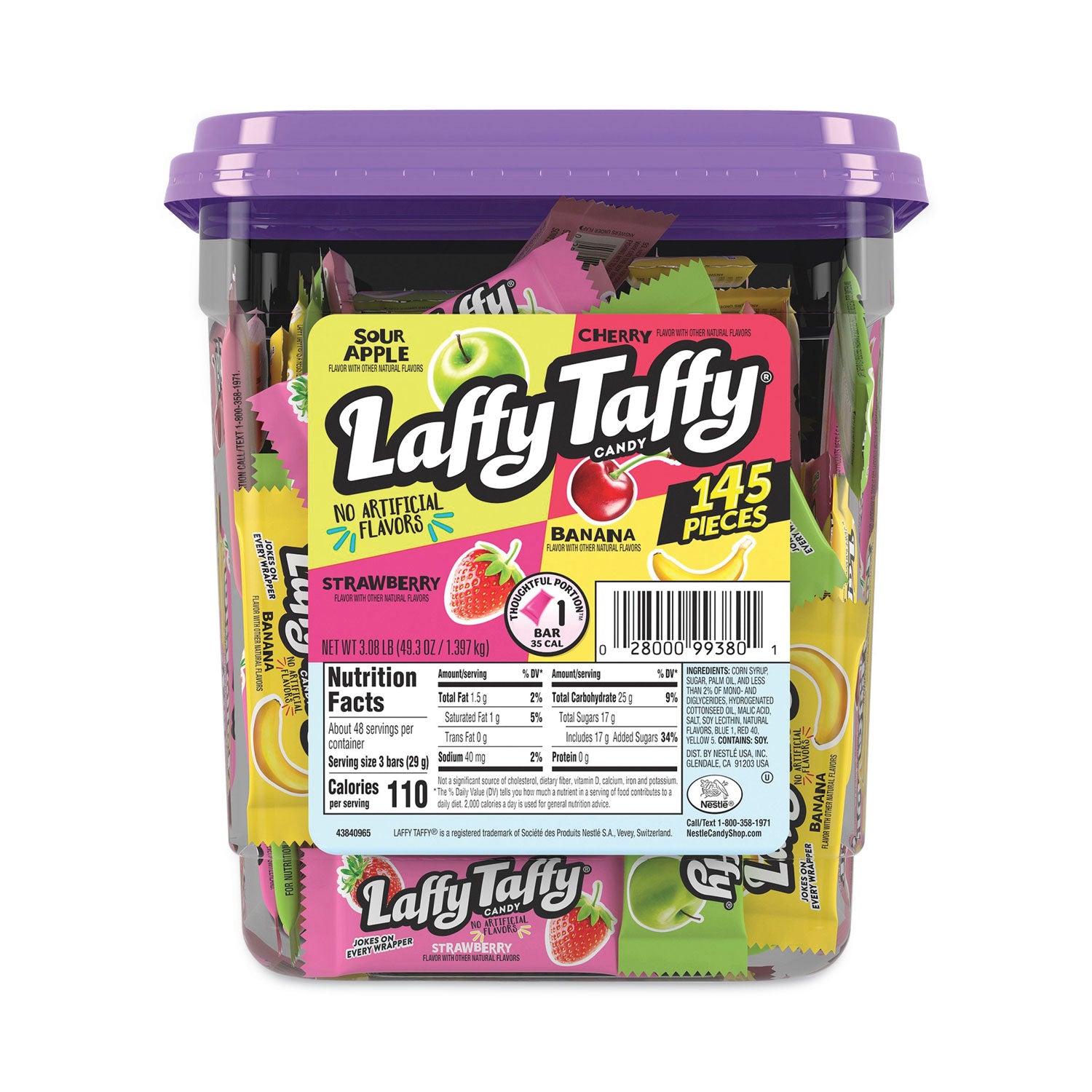 Fruit, Sour Apple, Cherry, Banana, Strawberry - Individually Wrapped - 1 Carton