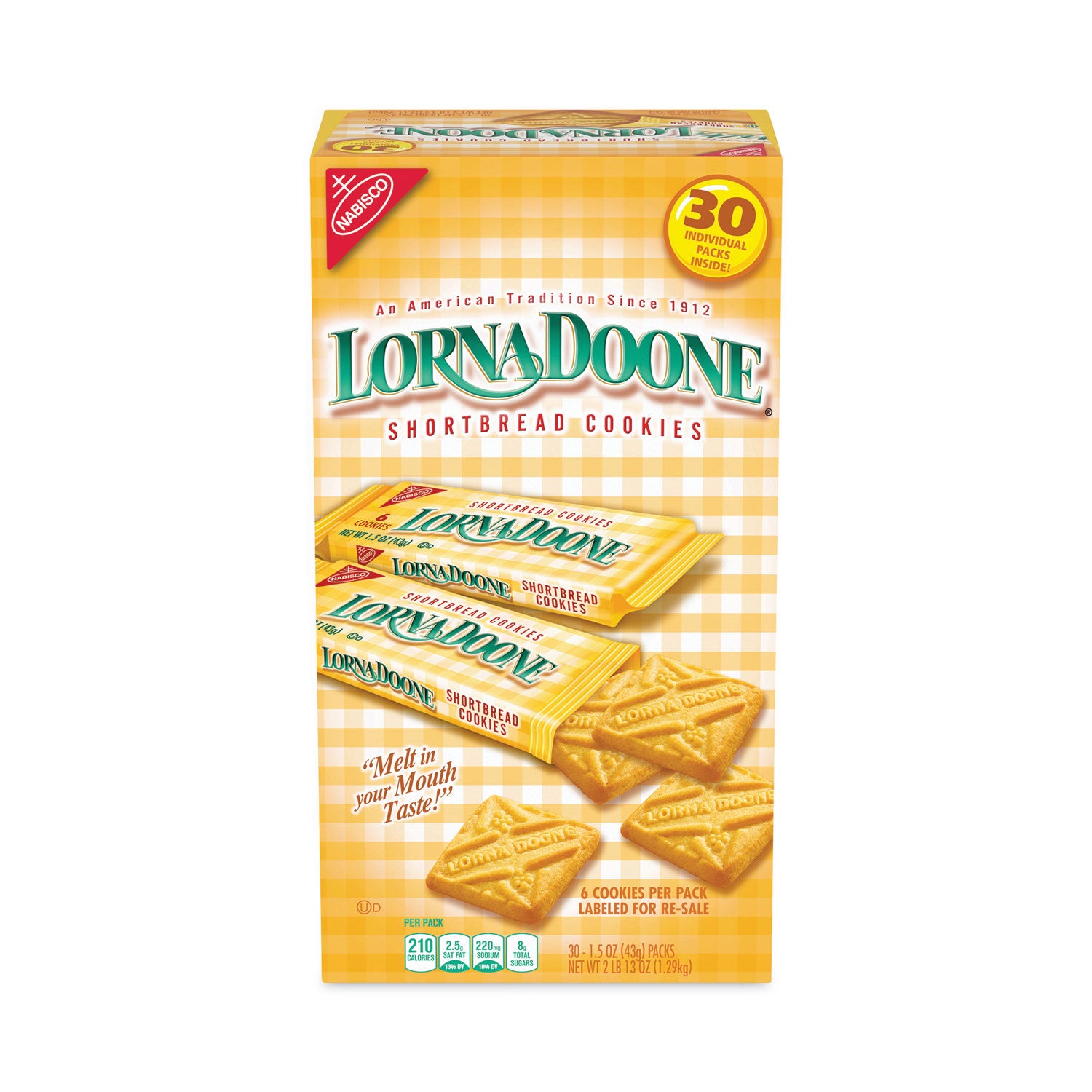 Lorna Doone Shortbread Cookies, 1.50 oz, 30 Bags per Carton