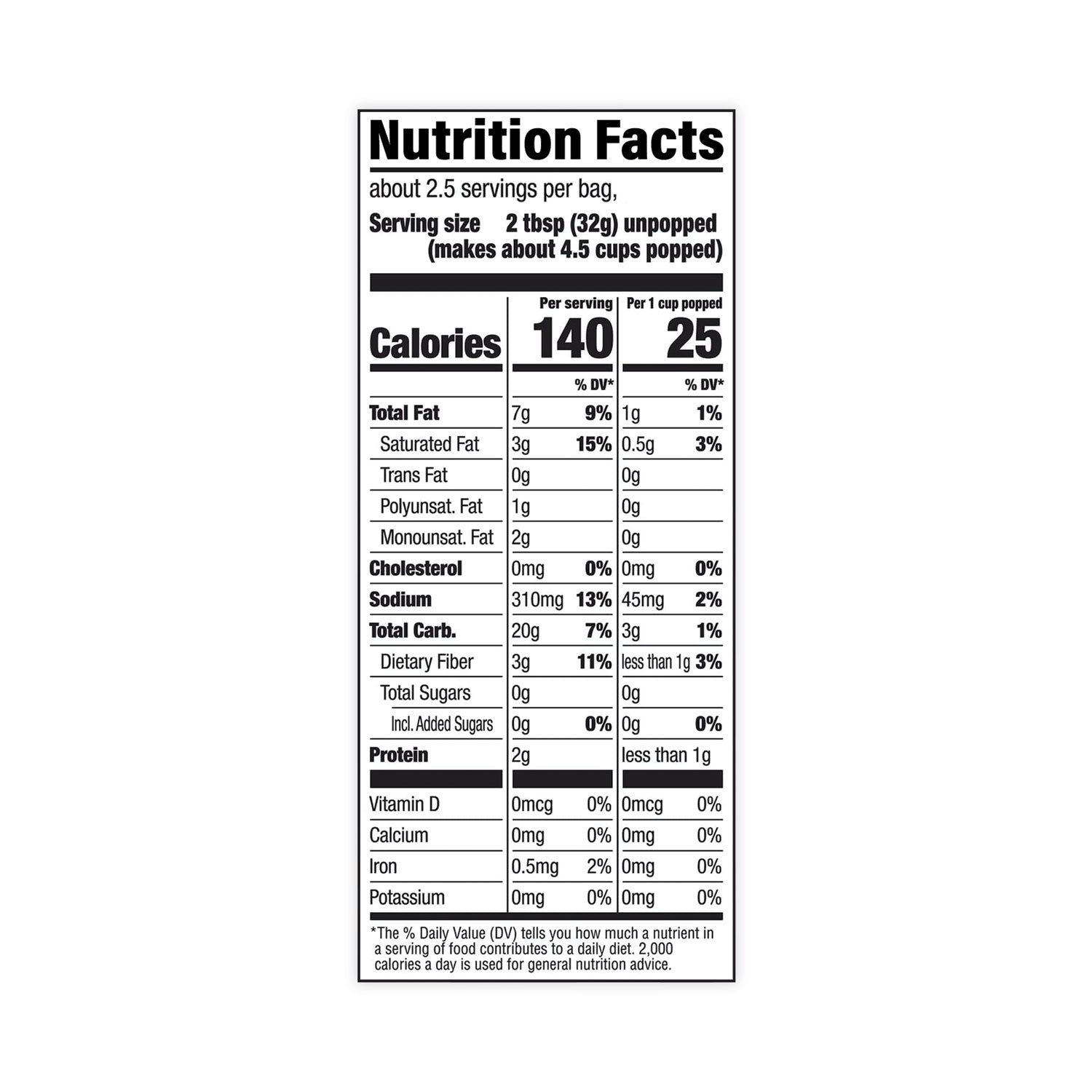 Butter Lovers Microwave Popcorn, 2.75 oz Bag, 36/Carton