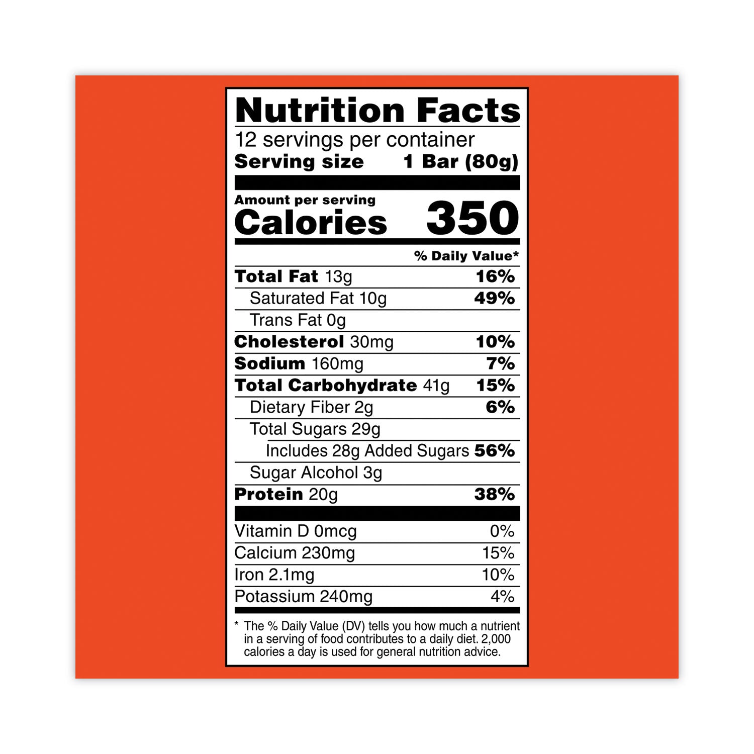 Recover Chocolate Chip Whey Protein Bar, 2.8 oz Bar, 12 Bars/Carton