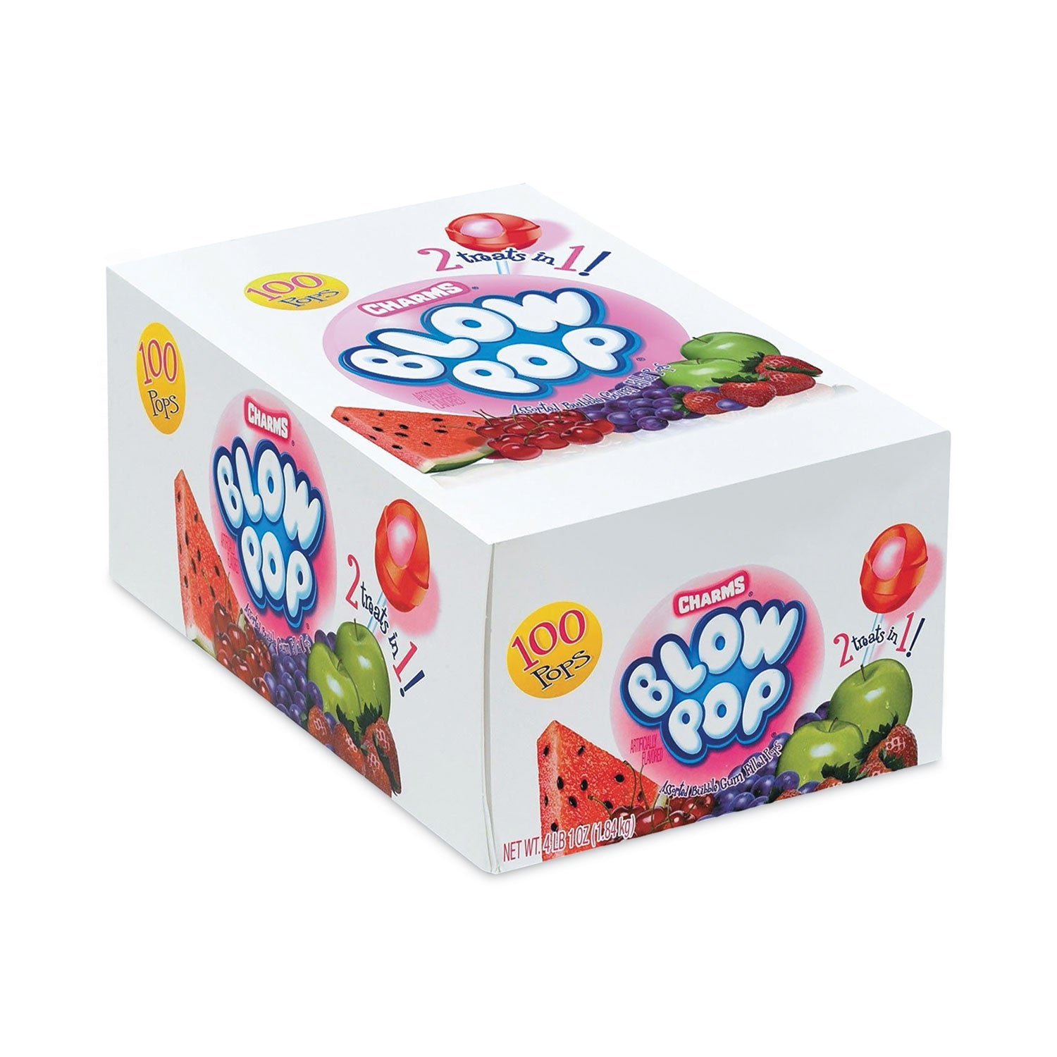 Fruit, Watermelon, Cherry, Grape, Green Apple, Strawberry - Individually Wrapped - 100 / Carton