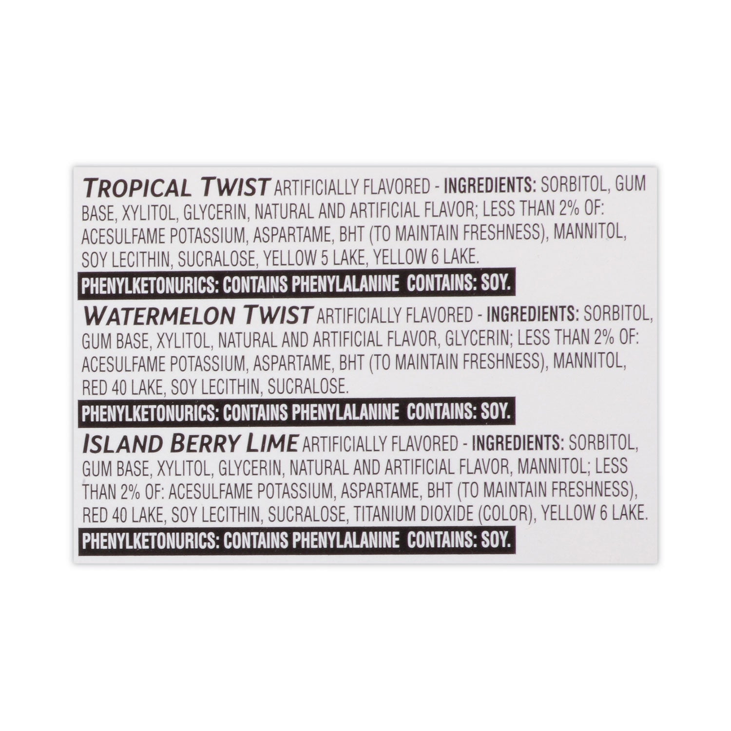 Island Berry Lime, Tropical Twist, Watermelon Twist - 14 Pieces/Pack - 1 / Carton