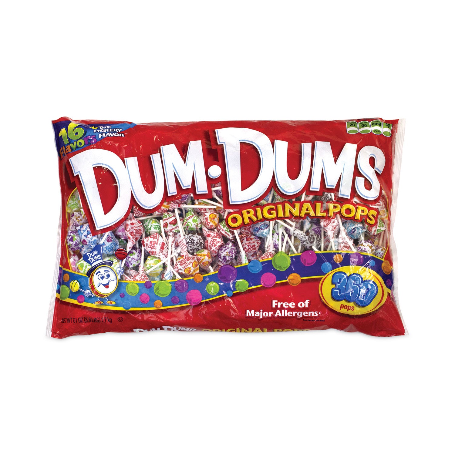 Watermelon, Strawberry, Cherry, Grape, Blue Raspberry, Root Beer, Sour Apple, Cream Soda, Butterscotch, Cotton Candy, Bubble Gum, ... - Individually Wrapped - 4.95 lb - 360 Pieces/Bag - 1 / Carton