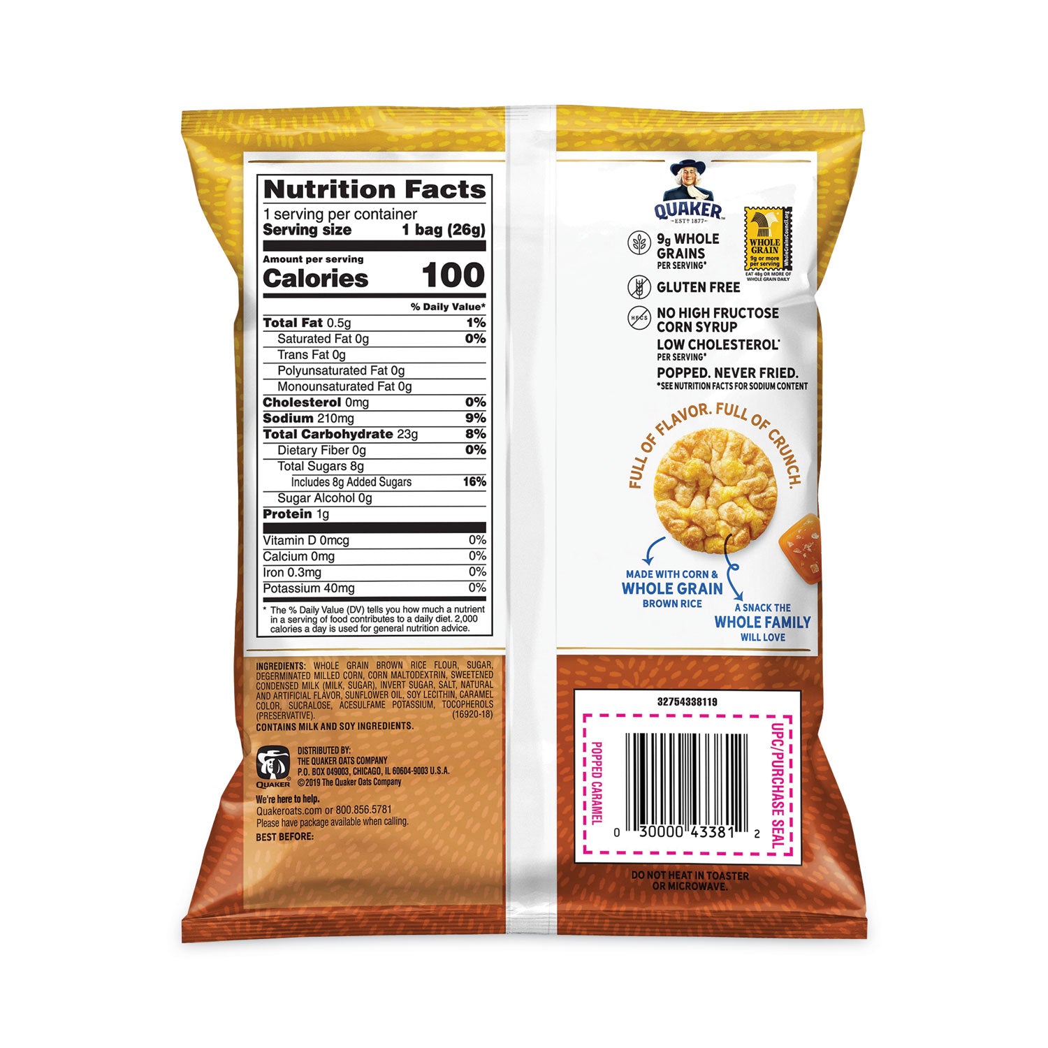 No High Fructose Corn Syrup, Gluten-free - Caramel, Corn - 0.67 oz Bag - 60 / Carton