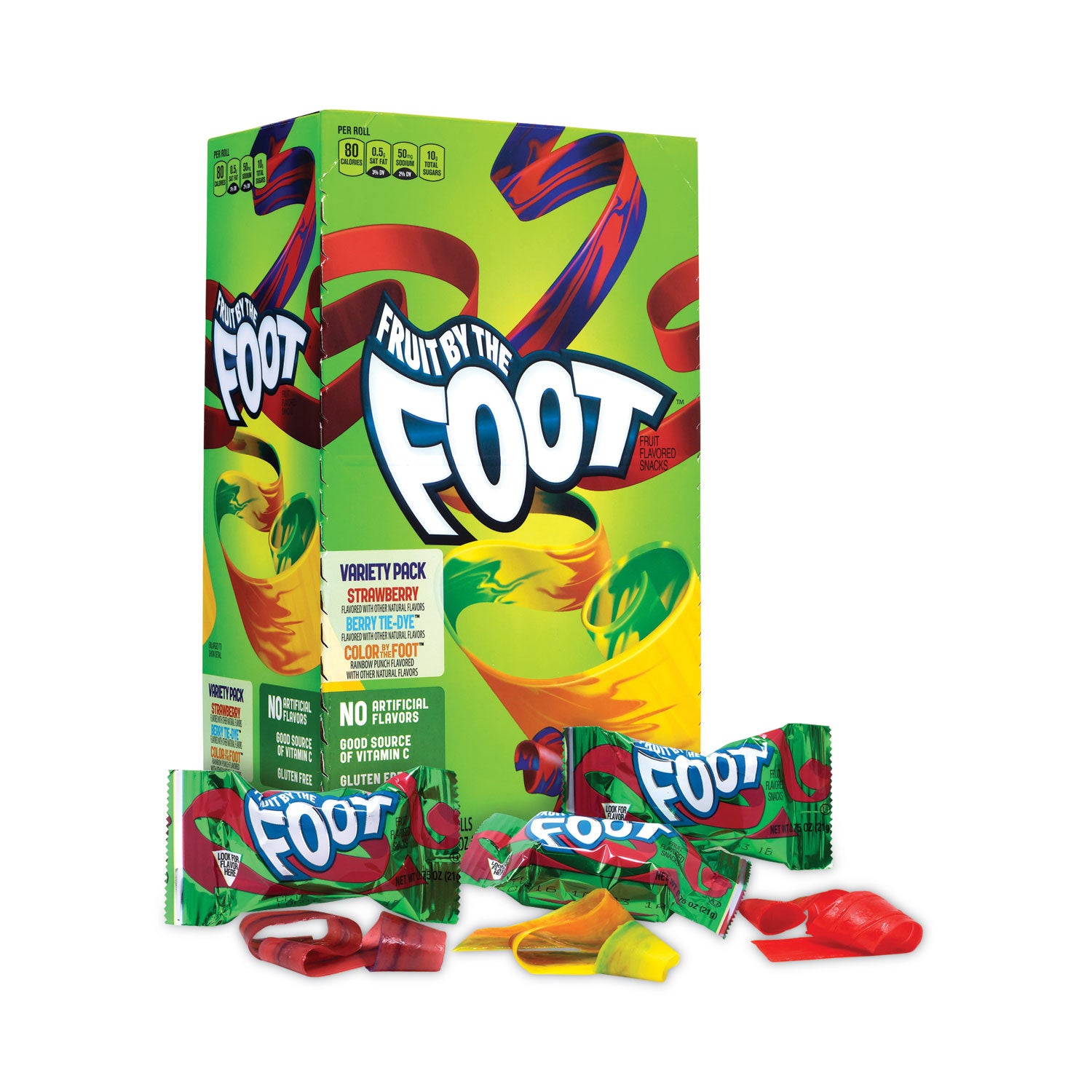 Green Rabbit Candy - Berry Tie-Dye, Color by the Foot, Strawberry - Gluten-free, Individually Wrapped - 0.75 oz - 36 / Carton