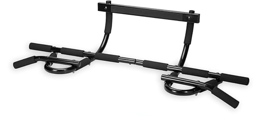 SPRI Pull Up Bar - 12-Grip Door Frame Mounting Pull-Up Bar for Versatile Workouts - Rugged Steel Frame with Foam Handles - Supports 300 Pounds - Fits Door Frames Up to 32 in. Wide – Black