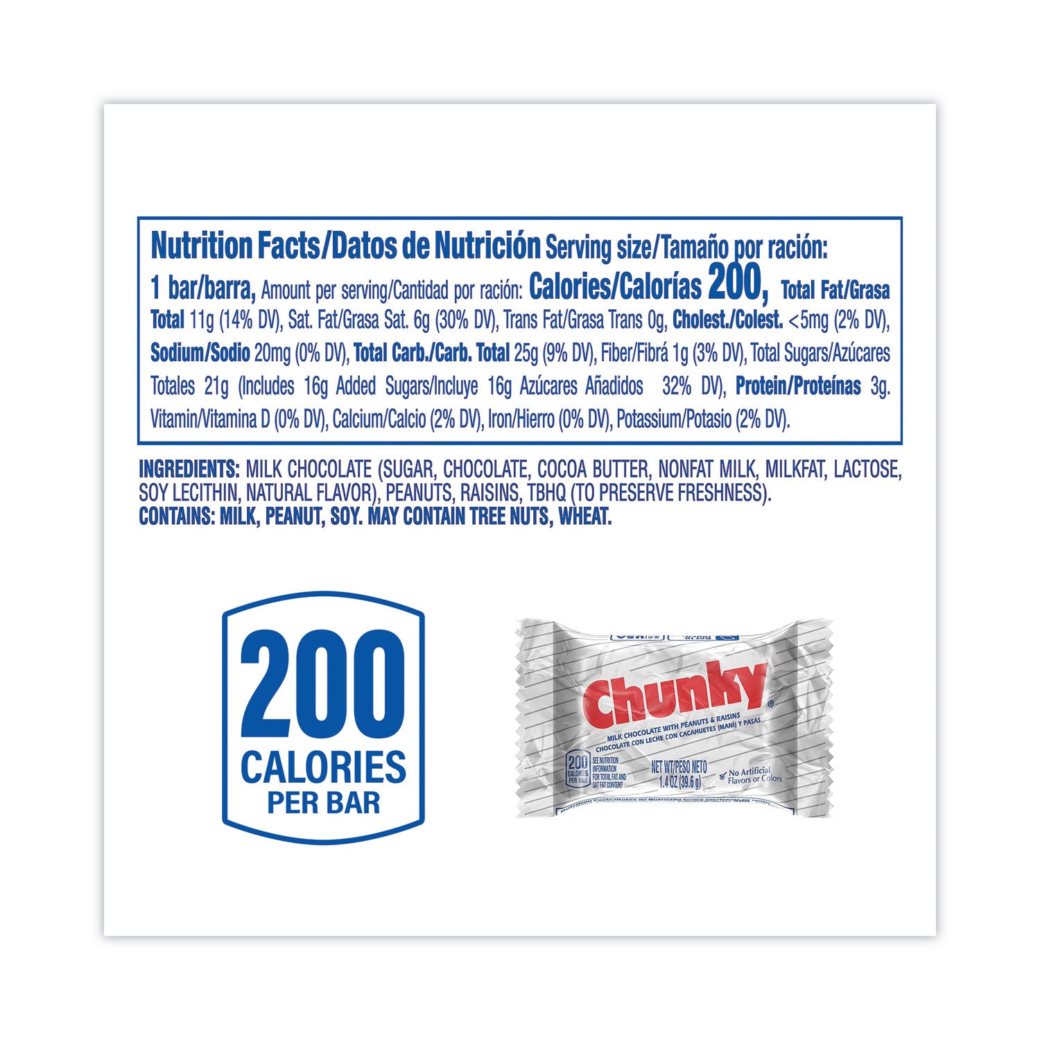 Milk Chocolate, Peanut, Raisin - Individually Wrapped - 1.40 oz - 24 /Pack - 1 / Carton