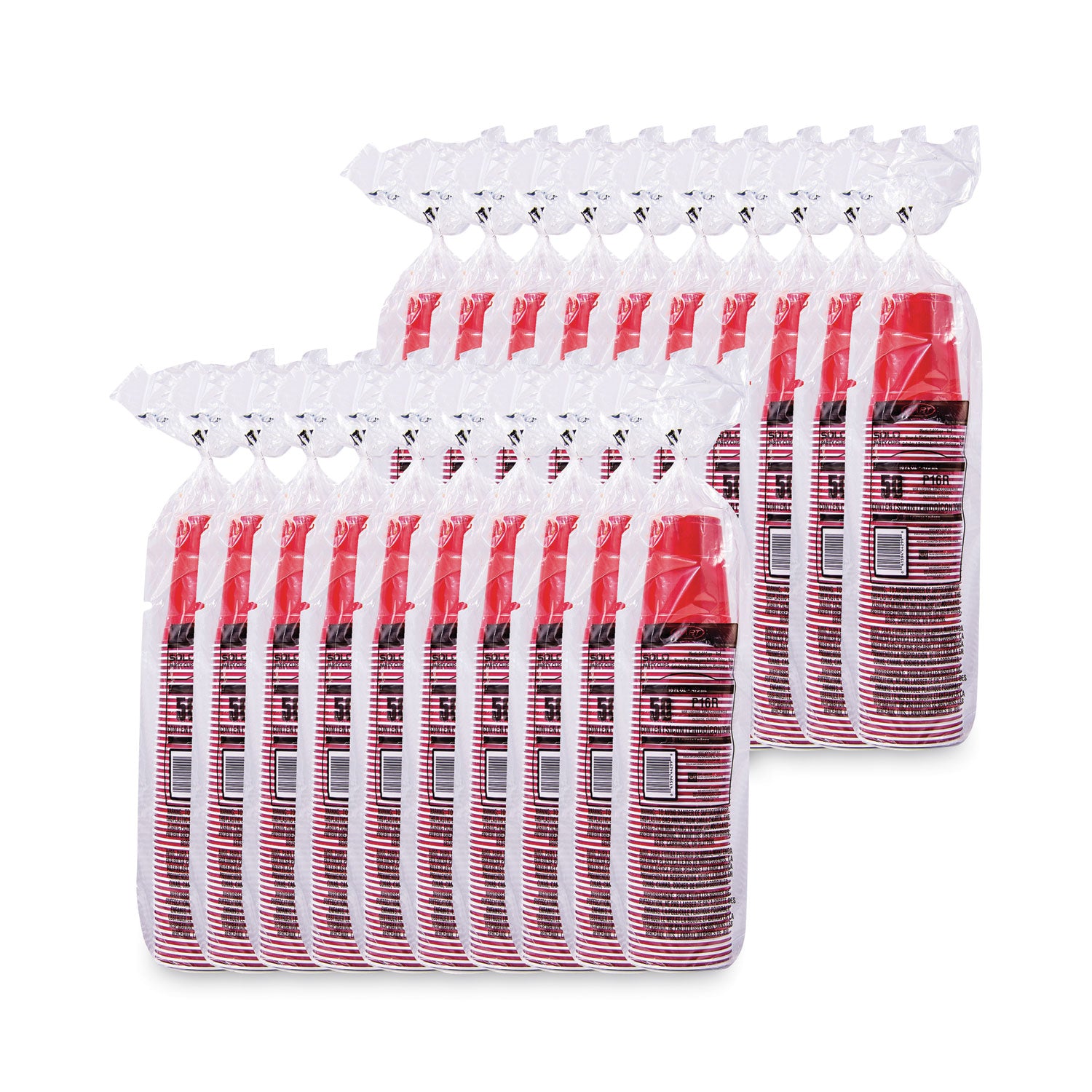 SOLO Party Plastic Cold Drink Cups, 16 oz, Red, 50/Pack