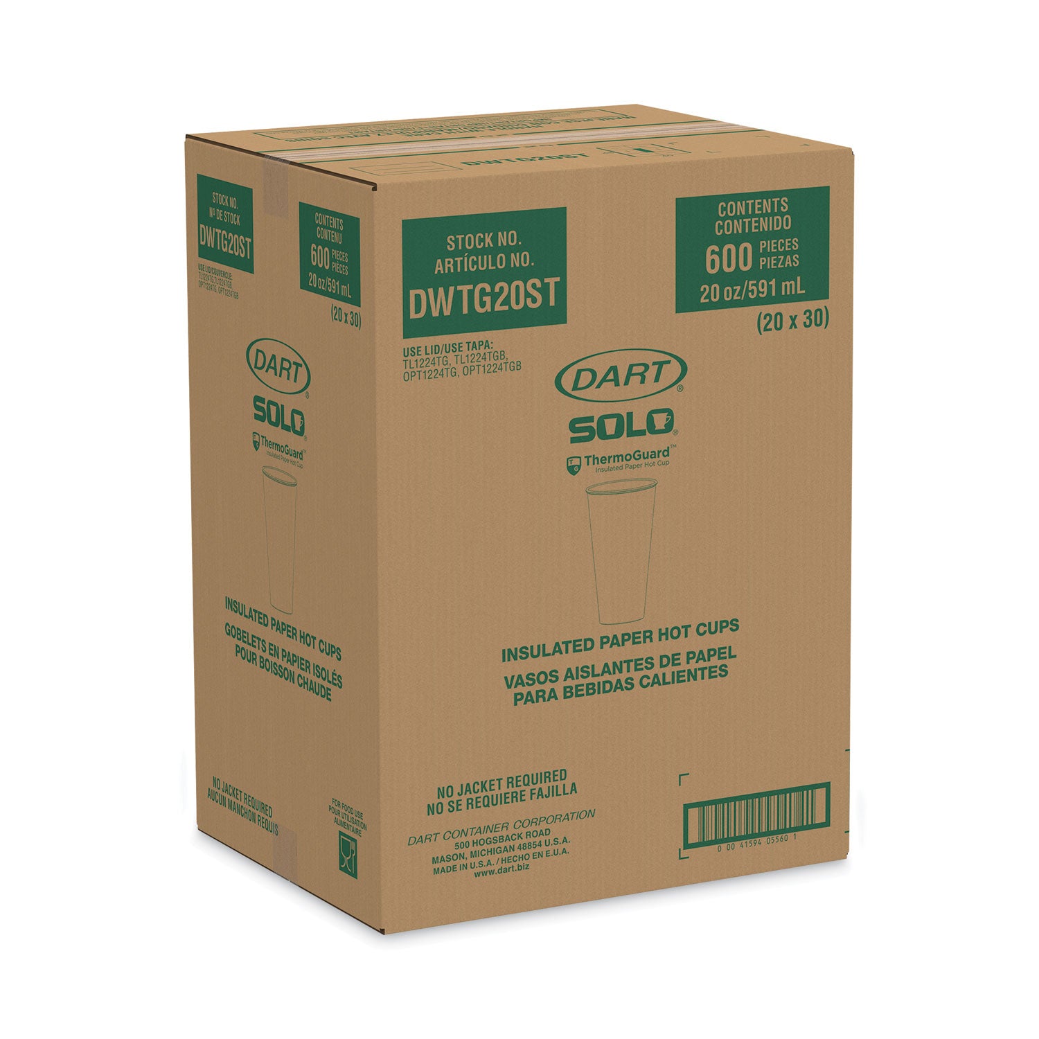 Thermoguard Insulated Paper Hot Cups, 20 oz, Steam Print Design, 600/Carton