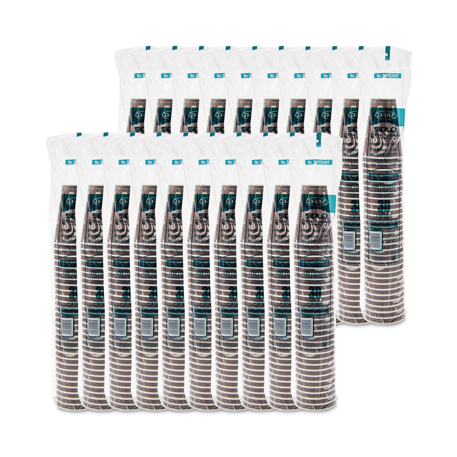 Thermoguard Insulated Paper Hot Cups, 16 oz, Steam Print Design, 600/Carton