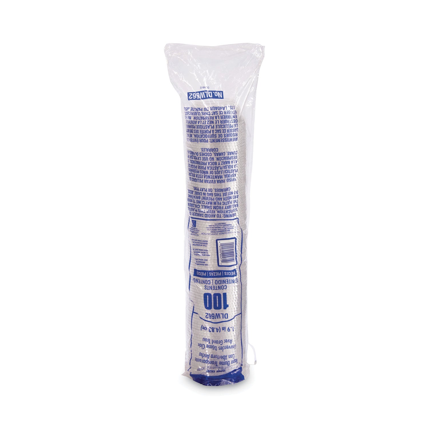 Open-Top Dome Lid, With 1.9" dia Hole, Fits 9 oz to 22 oz Cold Cups, Plastic, Clear, 1,000/Carton