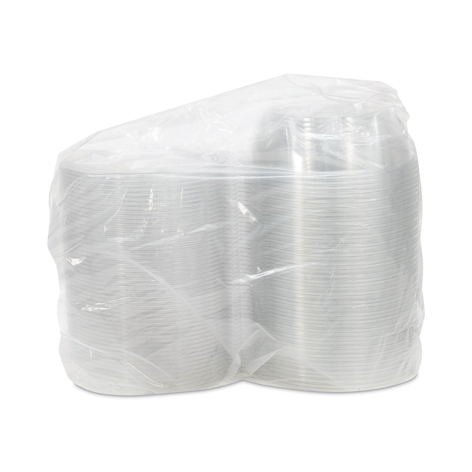 Tamper-Resistant, Tamper-Evident Bowls with Flat Lid, 48 oz, 8.9" Diameter x 2.8" h, Clear, Plastic, 100/Carton