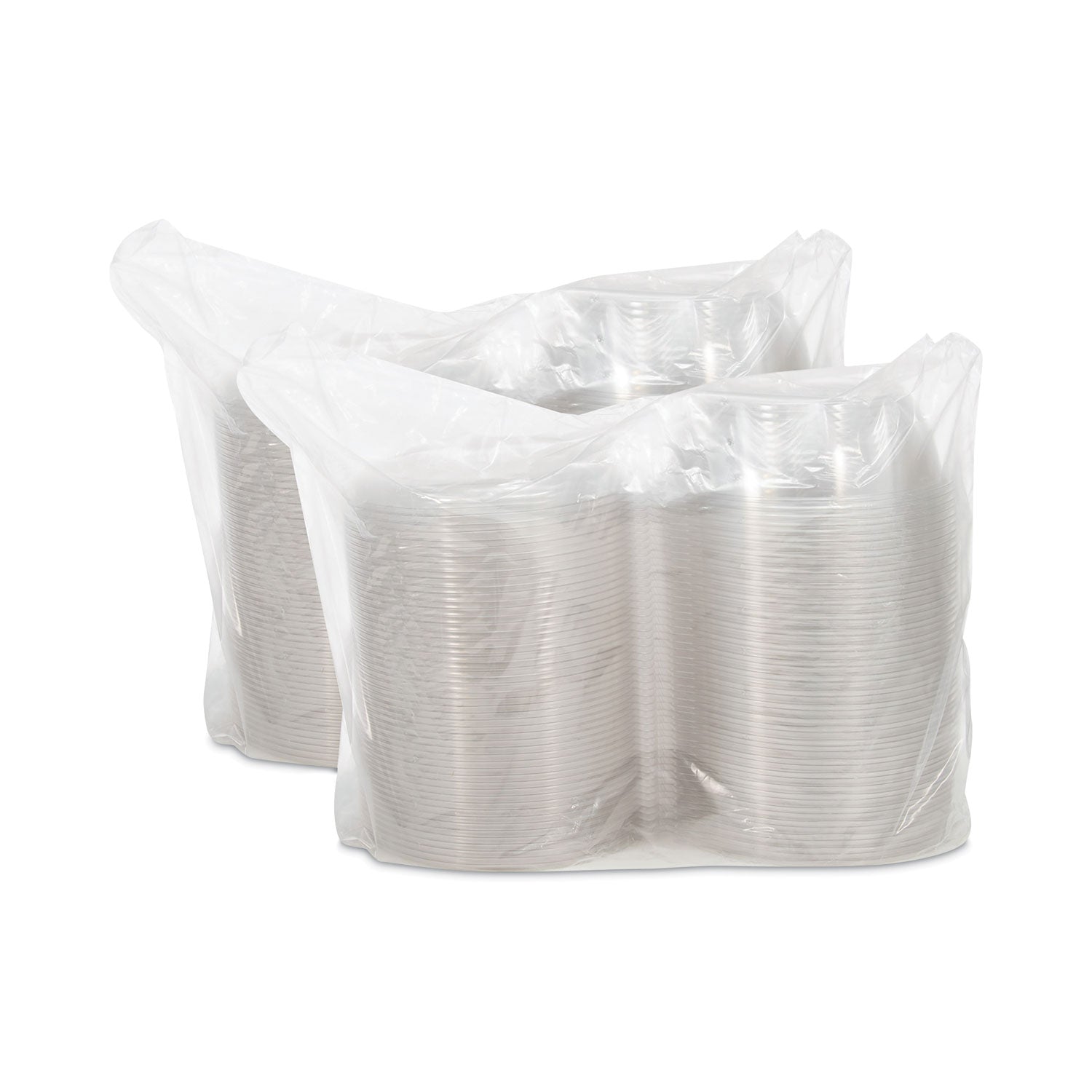 Tamper-Resistant, Tamper-Evident Bowls with Dome Lid, 48 oz, 8.9" Diameter x 3.4" h, Clear, Plastic, 100/Carton