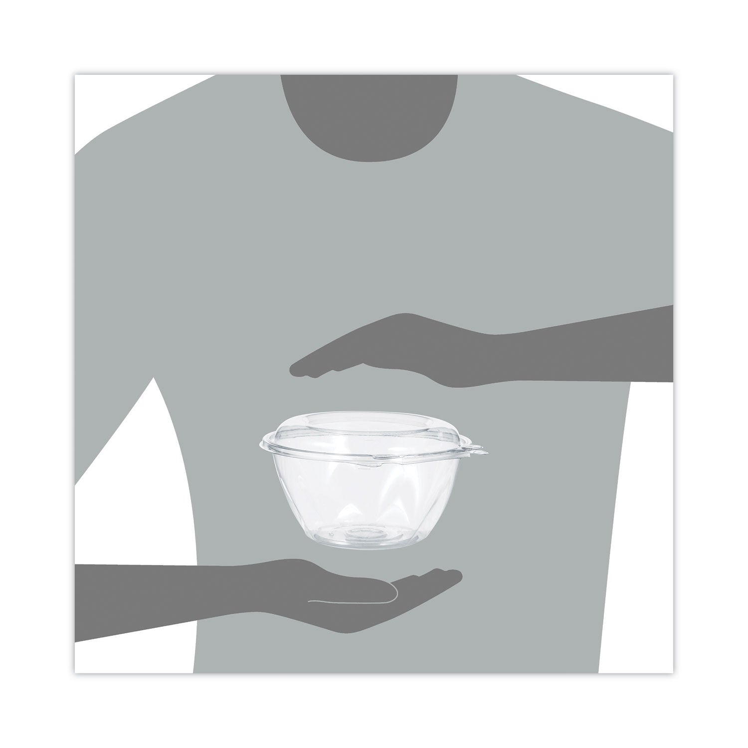 Tamper-Resistant, Tamper-Evident Bowls with Dome Lid, 32 oz, 7" Diameter x 3.4" h, Clear, Plastic, 150/Carton