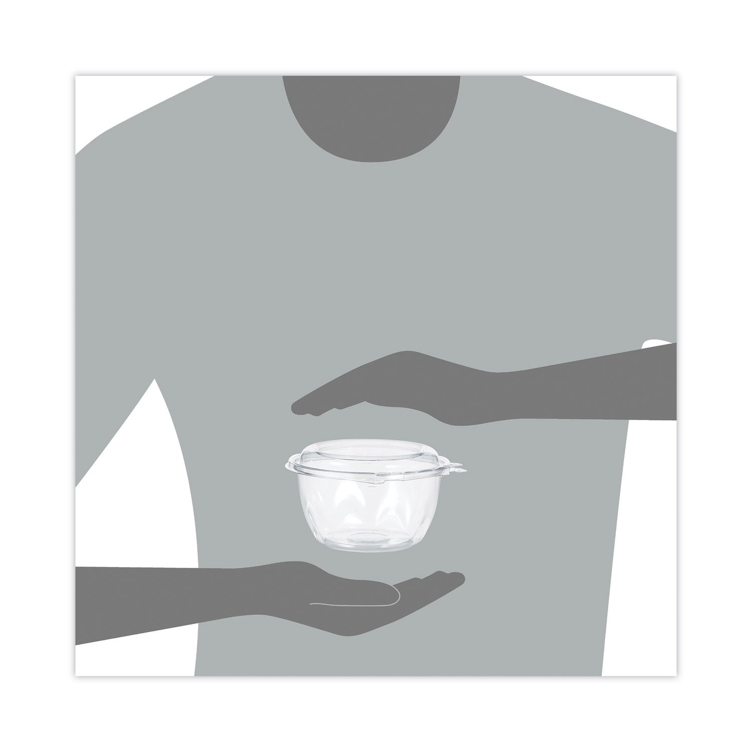 Tamper-Resistant, Tamper-Evident Bowls with Dome Lid, 16 oz, 5.5" Diameter x 3.1" h, Clear, Plastic, 240/Carton