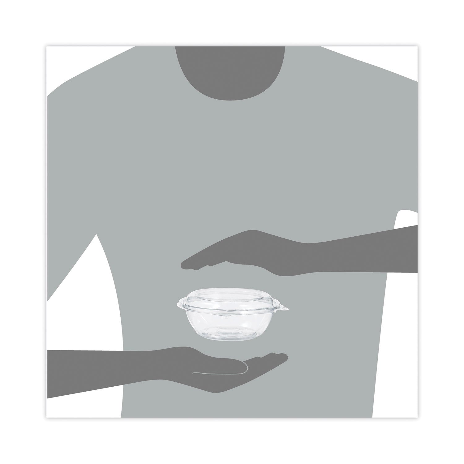 Tamper-Resistant, Tamper-Evident Bowls with Dome Lid, 8 oz, 5.5" Diameter x 2.1" h, Clear, Plastic, 240/Carton
