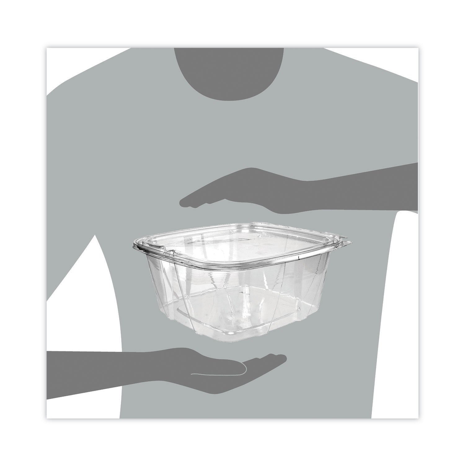 ClearPac SafeSeal Tamper-Resistant/Evident Containers, Flat Lid, 64 oz, Clear, Plastic, 100/Bag, 2 Bags/Carton