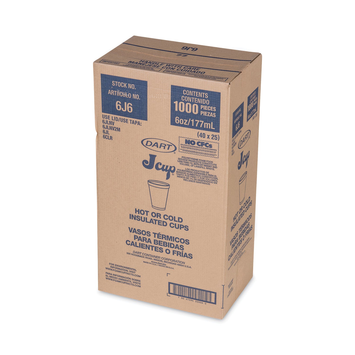 6 fl oz - White - Foam - Soft Drink, Cold Drink, Hot Drink - 25/Pack - 40 / Carton