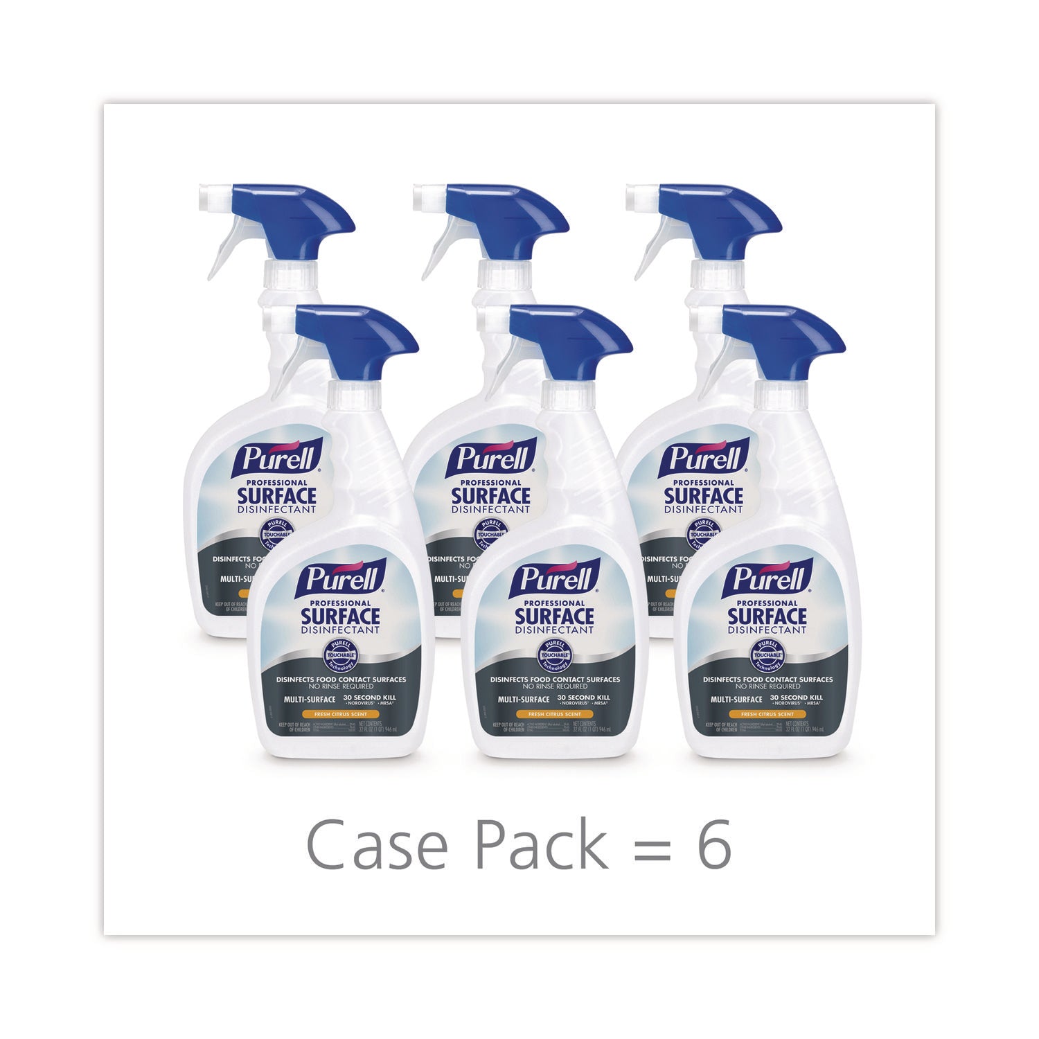 Ready-To-Use - 32 fl oz (1 quart) - Fresh Citrus Scent - Disinfectant, Rinse-free - Clear - 6 / Carton