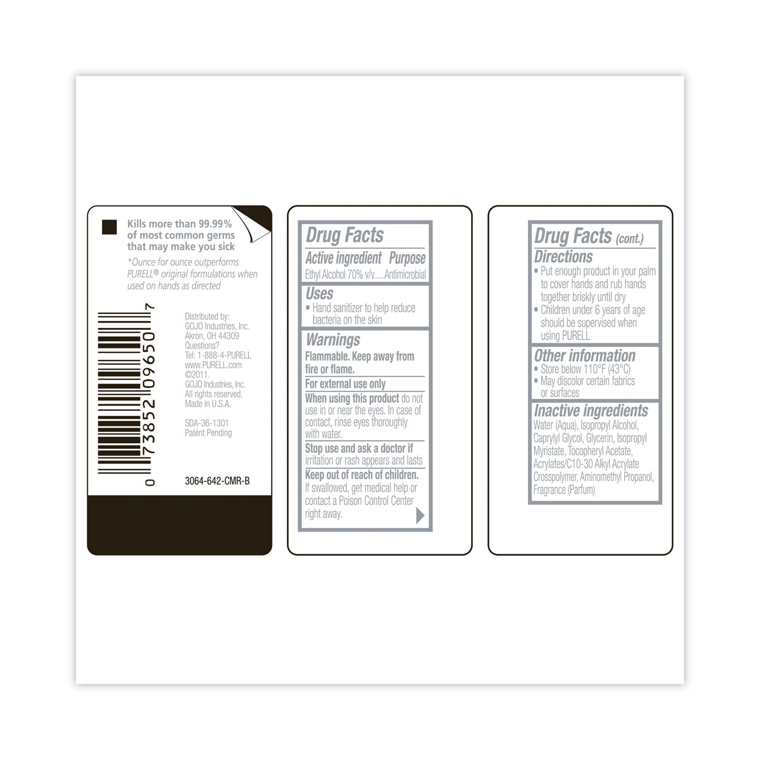 9605-24 Purell 2 Oz. Advanced Hand Sanitizer Refreshing Gel Flip Cap