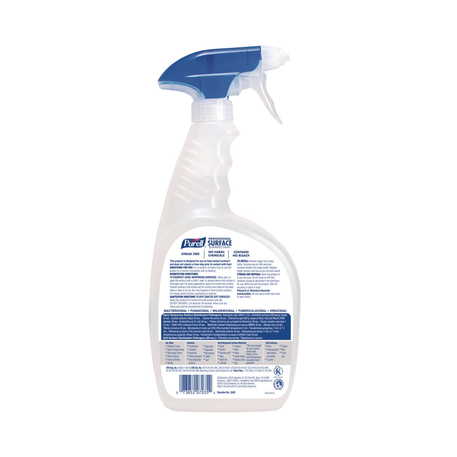 Ready-To-Use - 32 fl oz (1 quart) - Fresh Citrus Scent - Disinfectant, Rinse-free - Clear - 6 / Carton