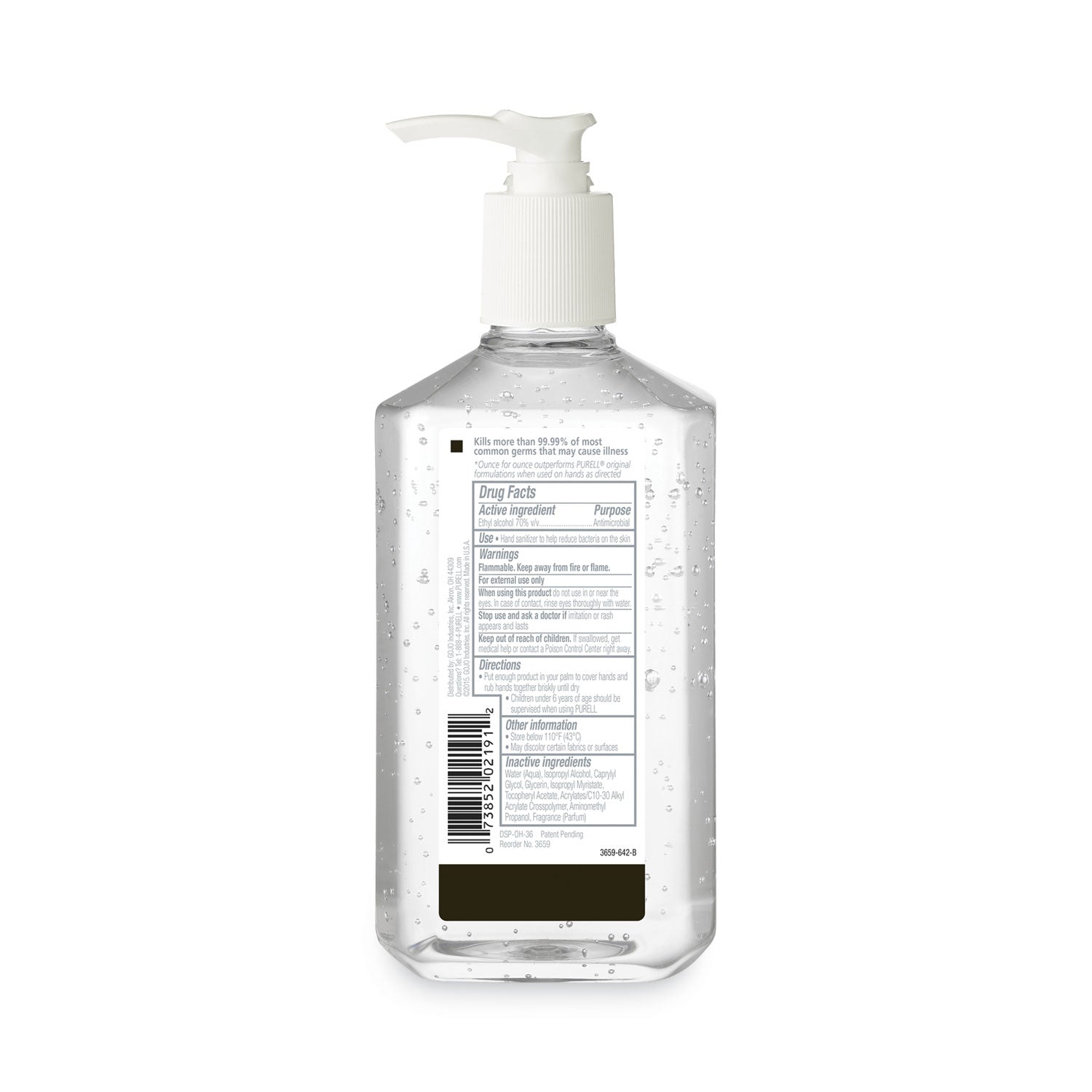 PURELL&reg; Hand Sanitizer Gel - Clean Scent - 12 fl oz - Pump Bottle Dispenser - Multipurpose - Moisturizing - Clear - Triclosan-free, Paraben-free, Phthalate-free - 12 / Carton