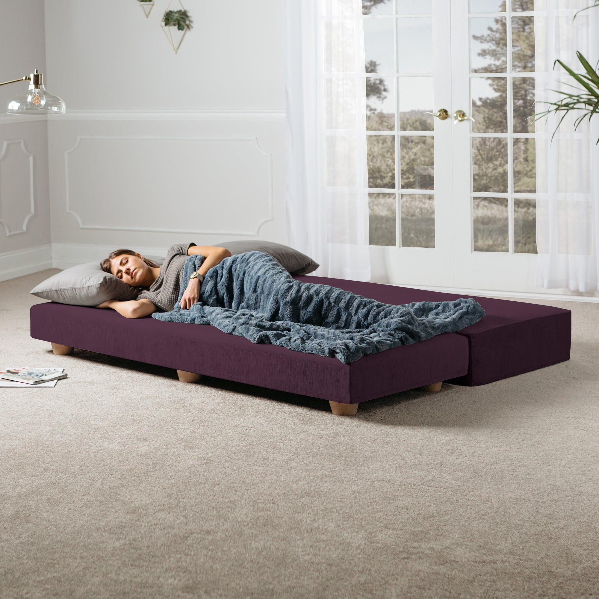 Jaxx Alon Daybed | Fold-Out Sleeper | Queen-Size Mattress - Pinot