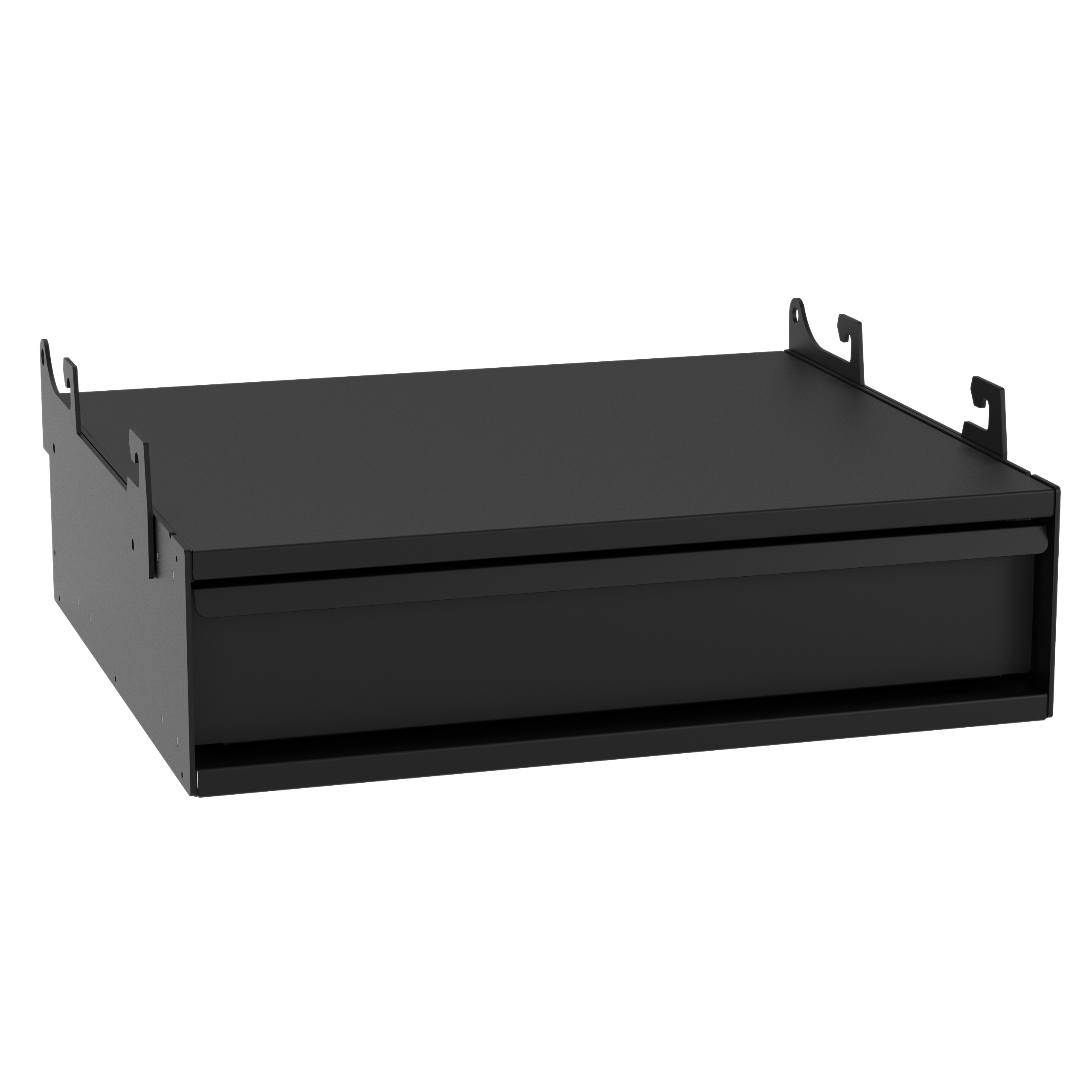 One, 16ga metal suspended pullout drawer with 10ga full outer metal cabinet, powder coated black