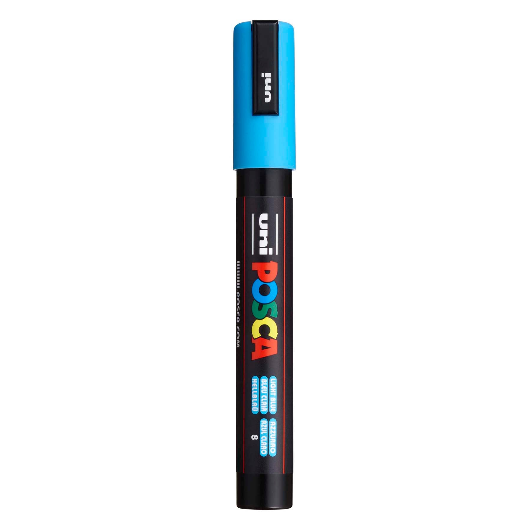 uni® POSCA PC-5M Water-Based Paint Markers, Reversible Medium Tip (1.8-2.5mm), Light Blue