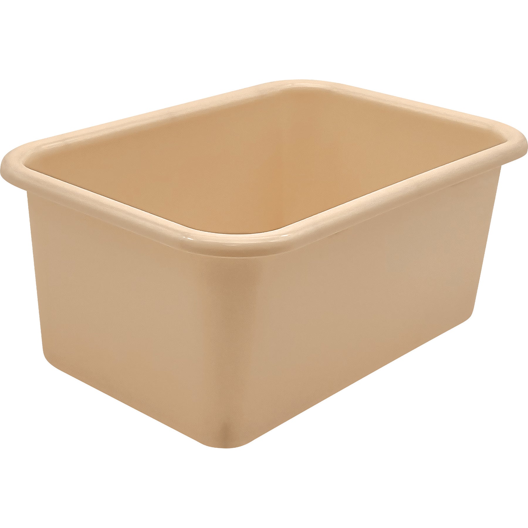 Small Plastic Storage Bin, Light Brown