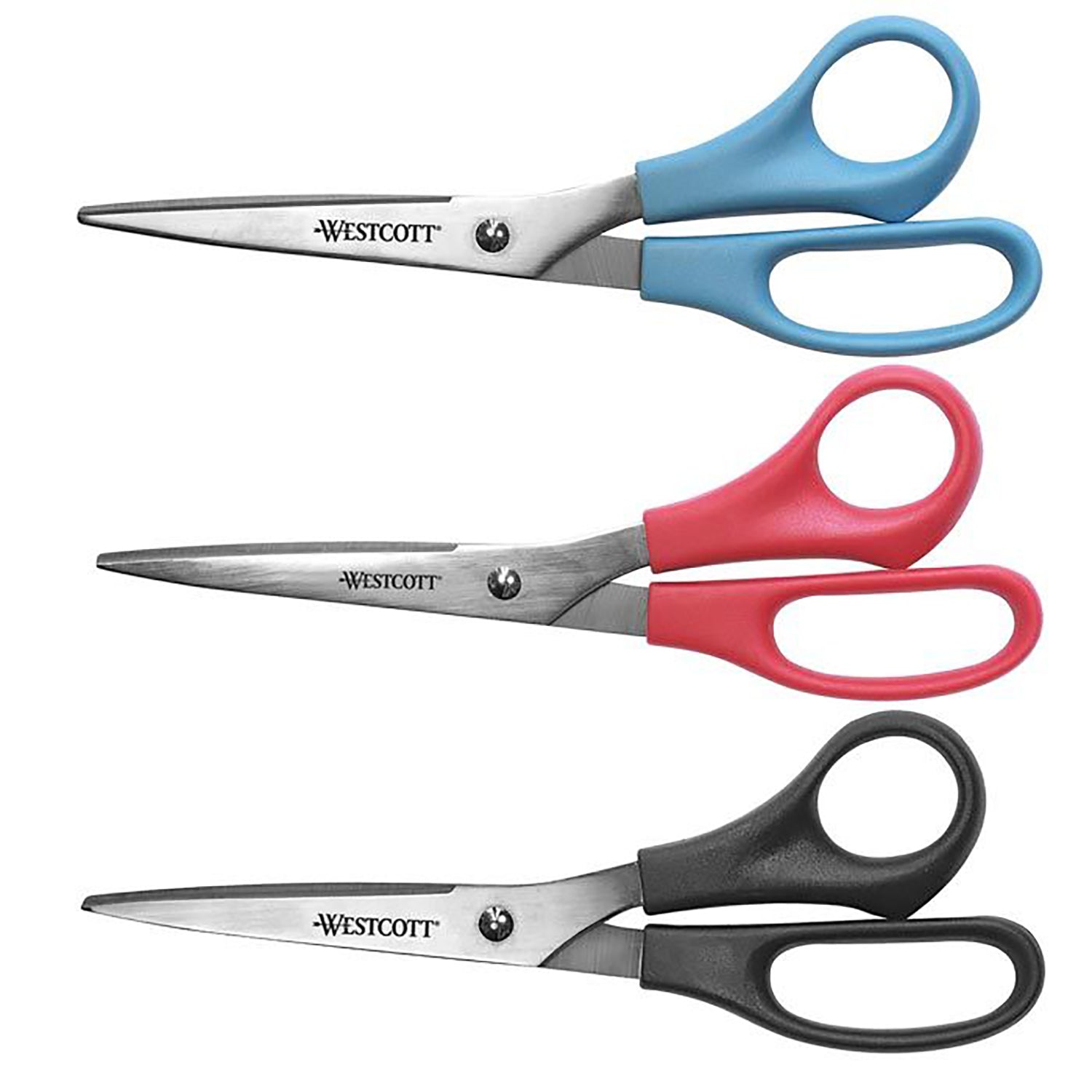 All Purpose Value Scissors, 8" Straight, Assorted Colors, Pack of 3