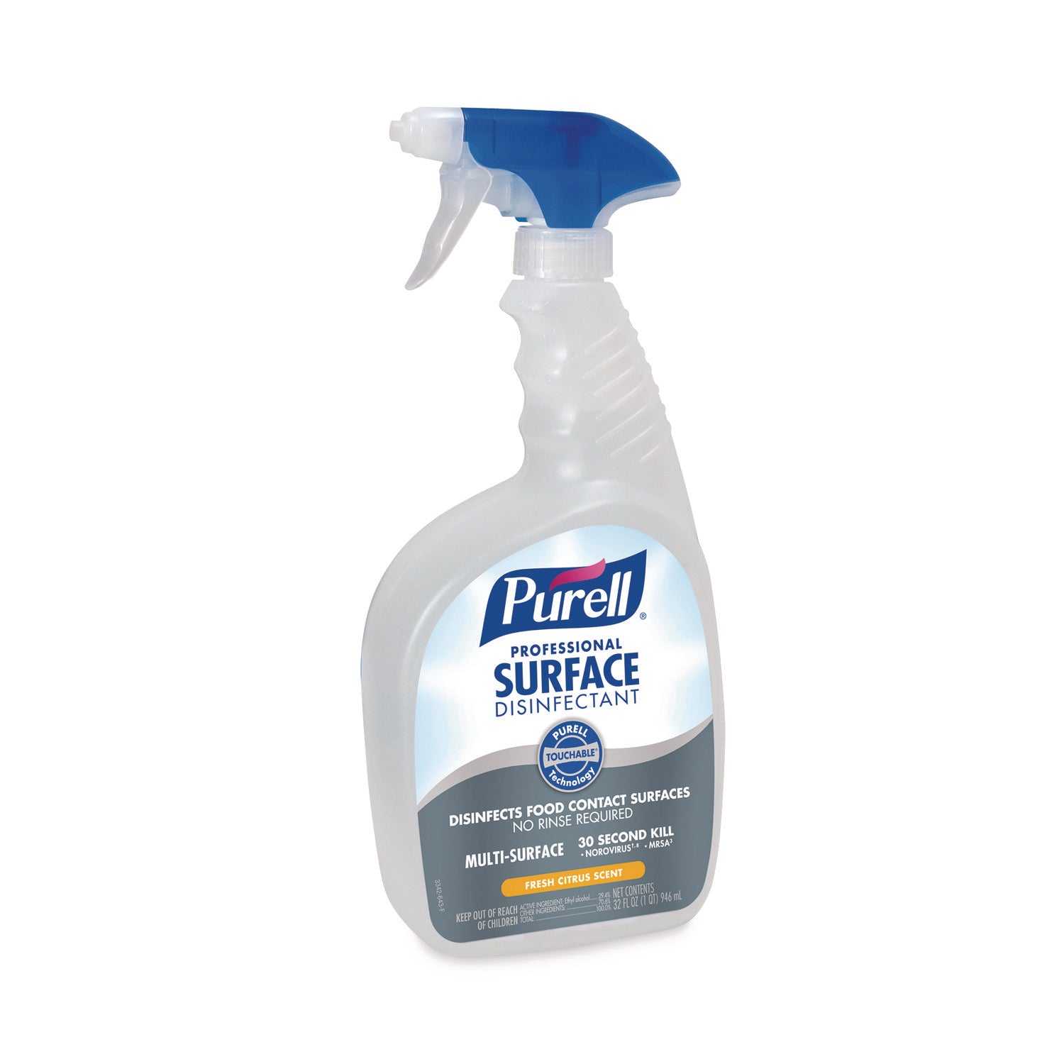 Ready-To-Use - 32 fl oz (1 quart) - Fresh Citrus Scent - Disinfectant, Rinse-free - Clear - 6 / Carton