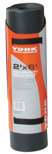 2'x6' YORK Rollup Exercise Mat - Black, 3/8" thickness
